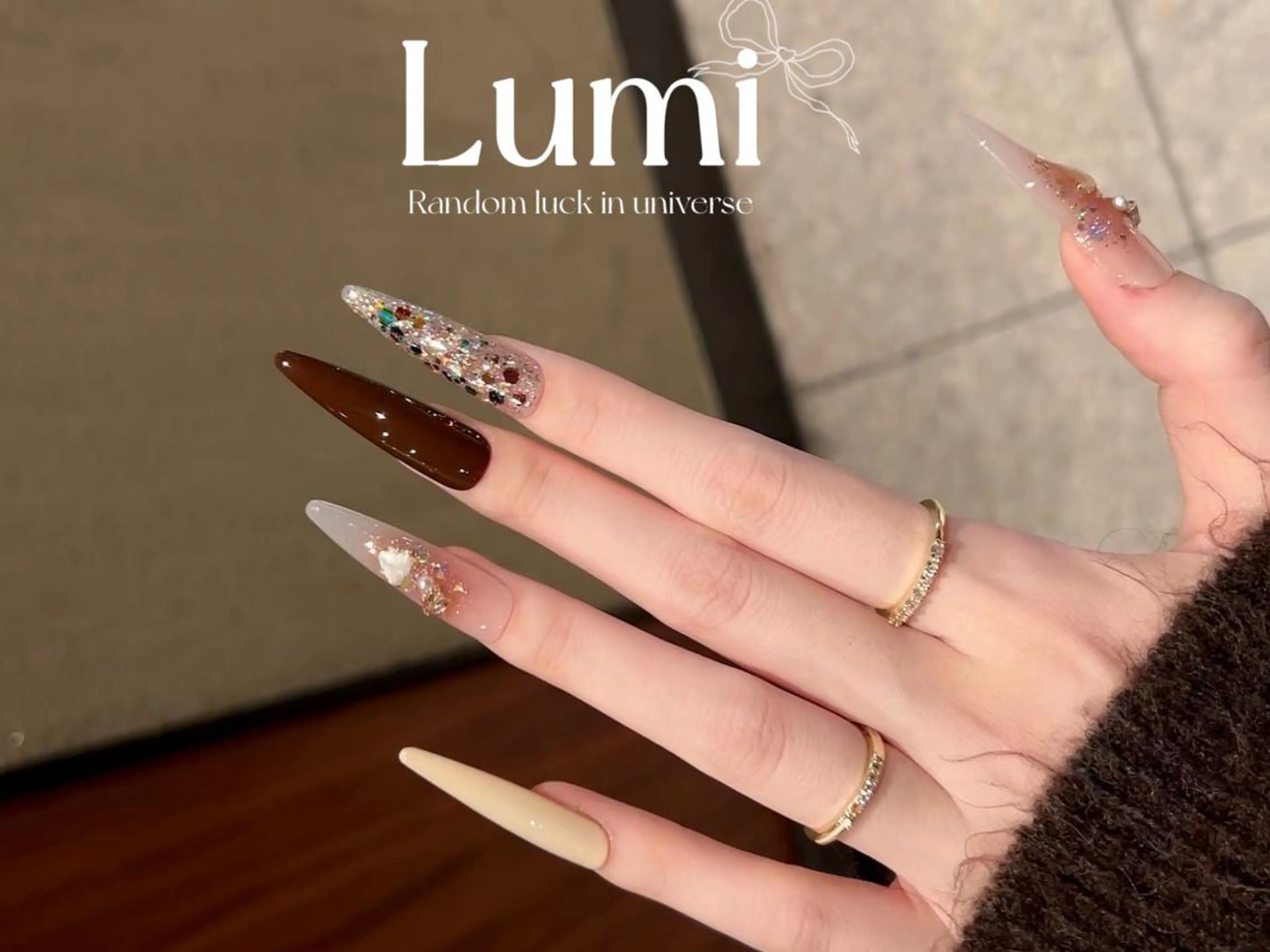 ネイル ツイードネイル 冬ネイル クリスマス 神崎 理沙のネイルデザイン