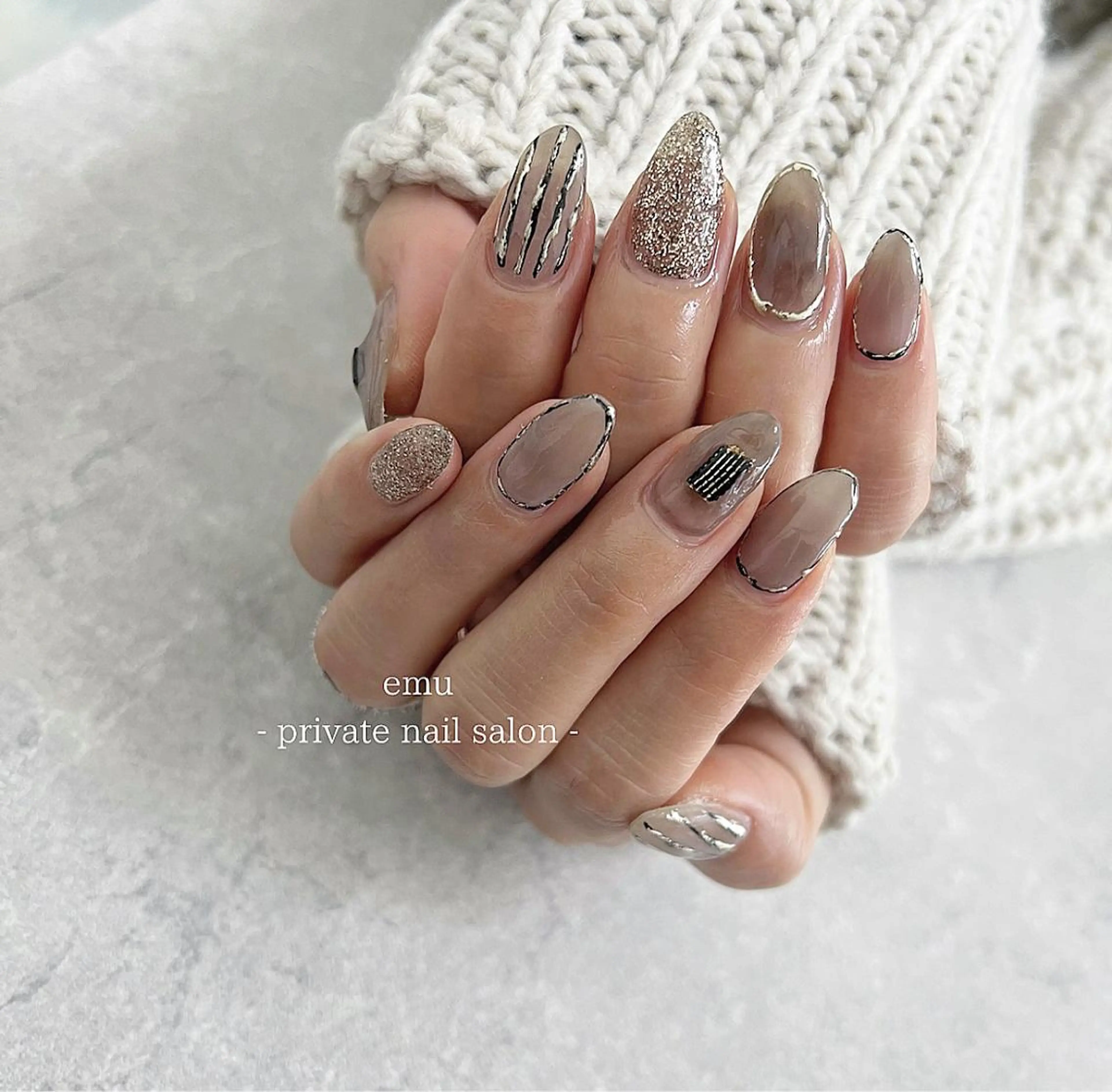 ネイル ブラウン 持ち込み emu nailのネイルデザイン