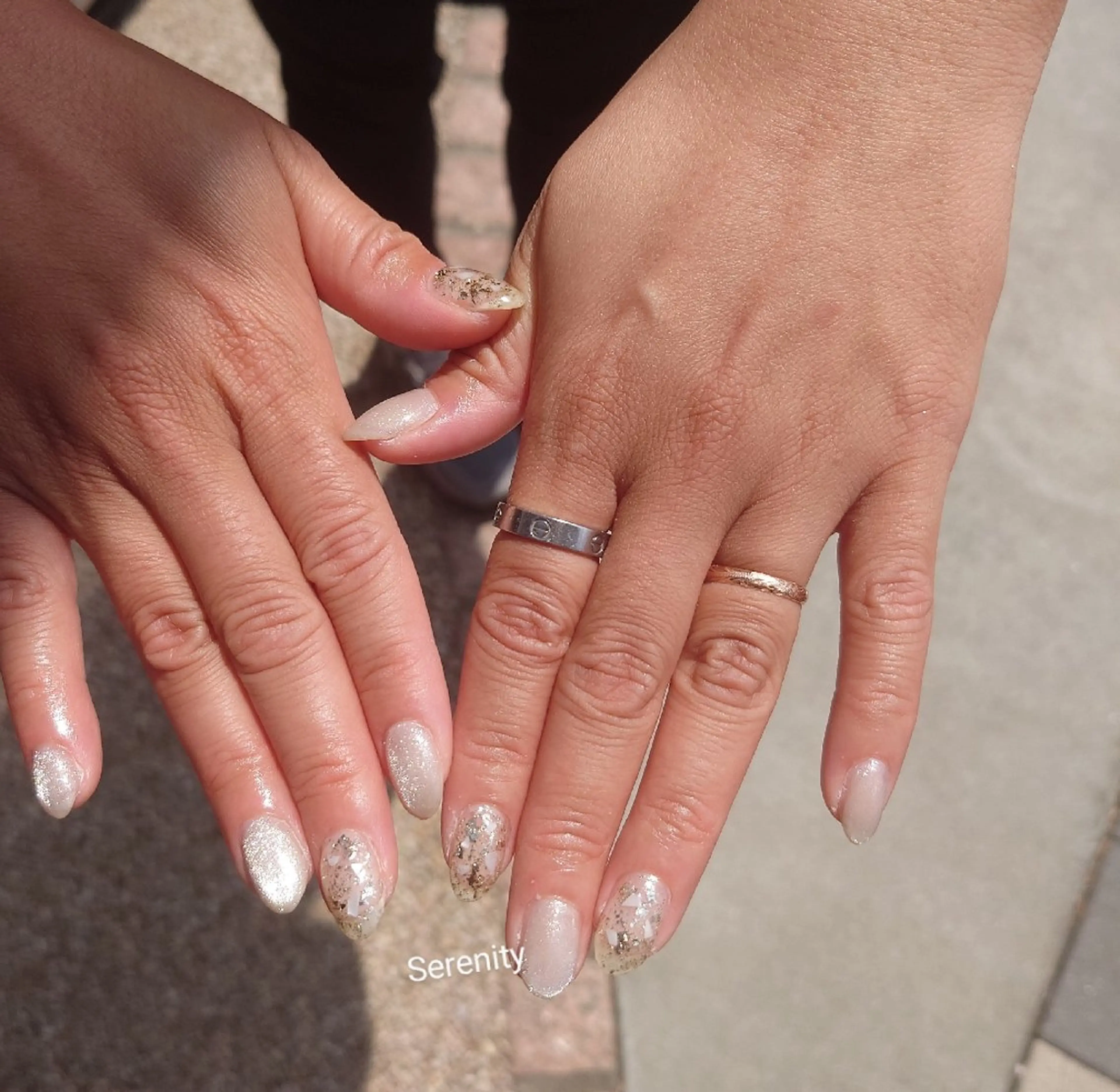 ネイル クリアネイル フットネイル ゴールド ラメ(グリッター) マグネットネイル nail  serenityのネイルデザイン