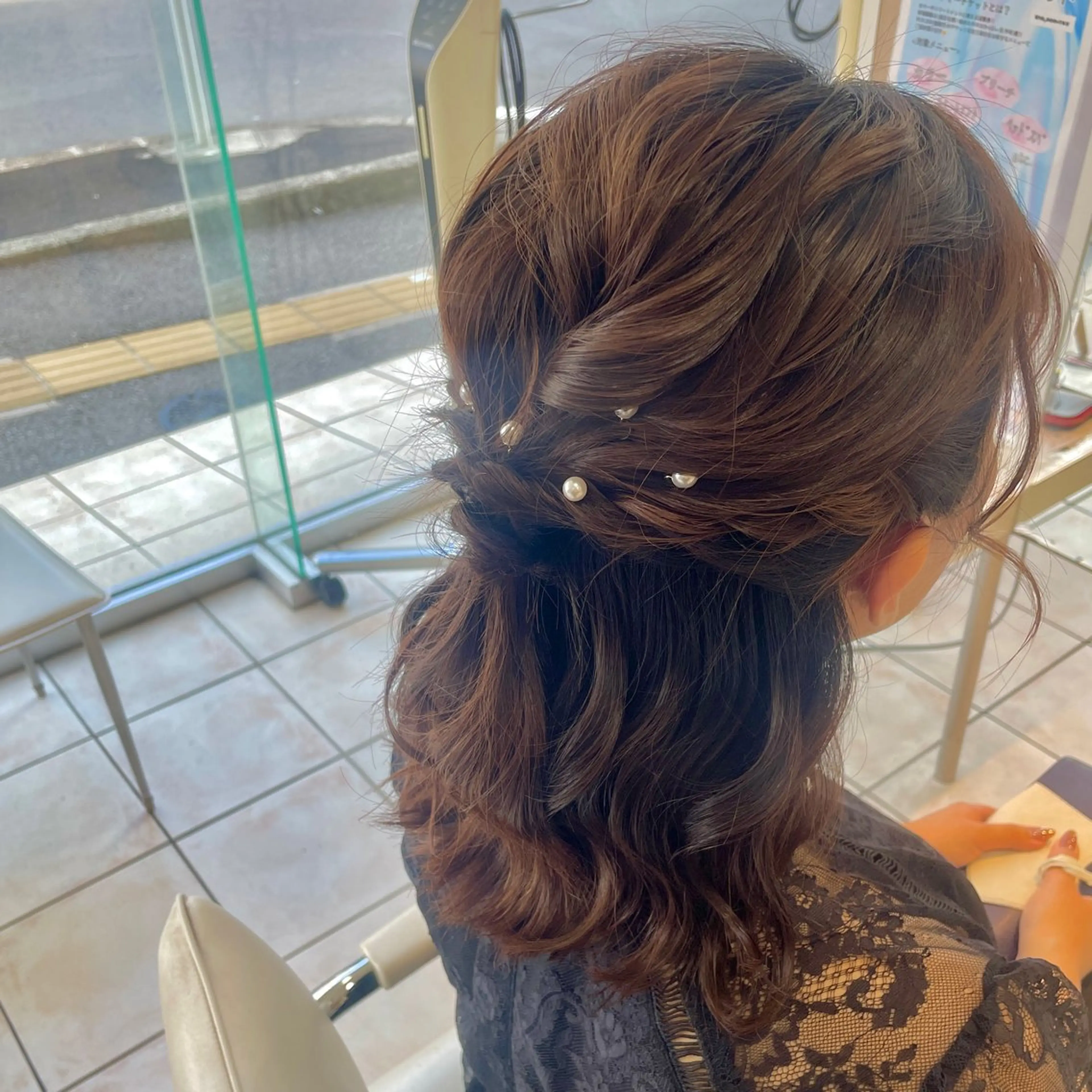 ミディアム ヘアアレンジ ヘアセット ブリーチ/ヘアセット 【𝙍𝙞𝙣𝙤】のヘアスタイル