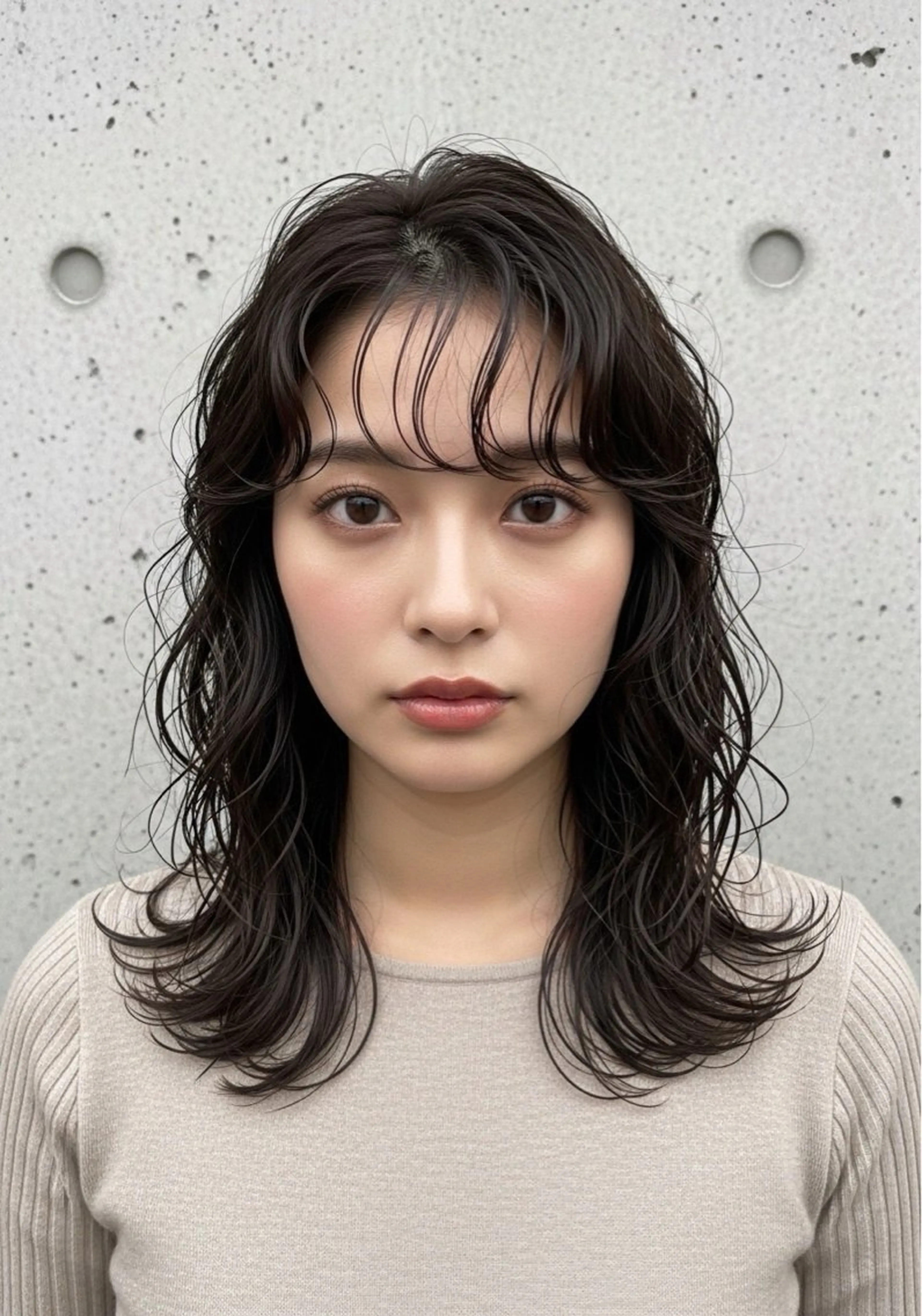 セミロング パーマ カット パーマ 鈴木 七海のヘアスタイル