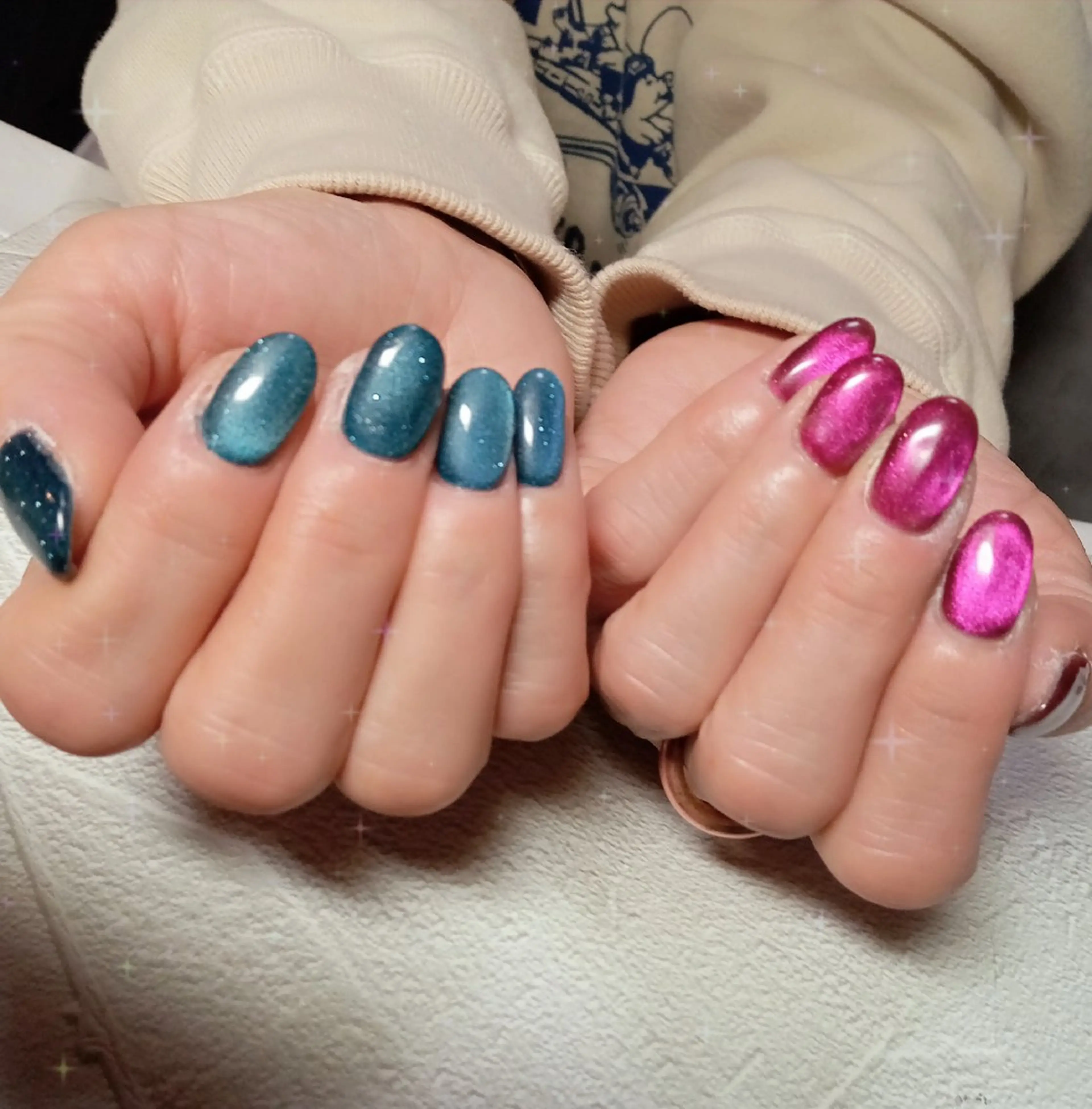 ネイル ハート キラキラネイル マグネットネイル ビー玉ネイル オフィスネイル ハンドネイル flure de neige yukiのネイルデザイン