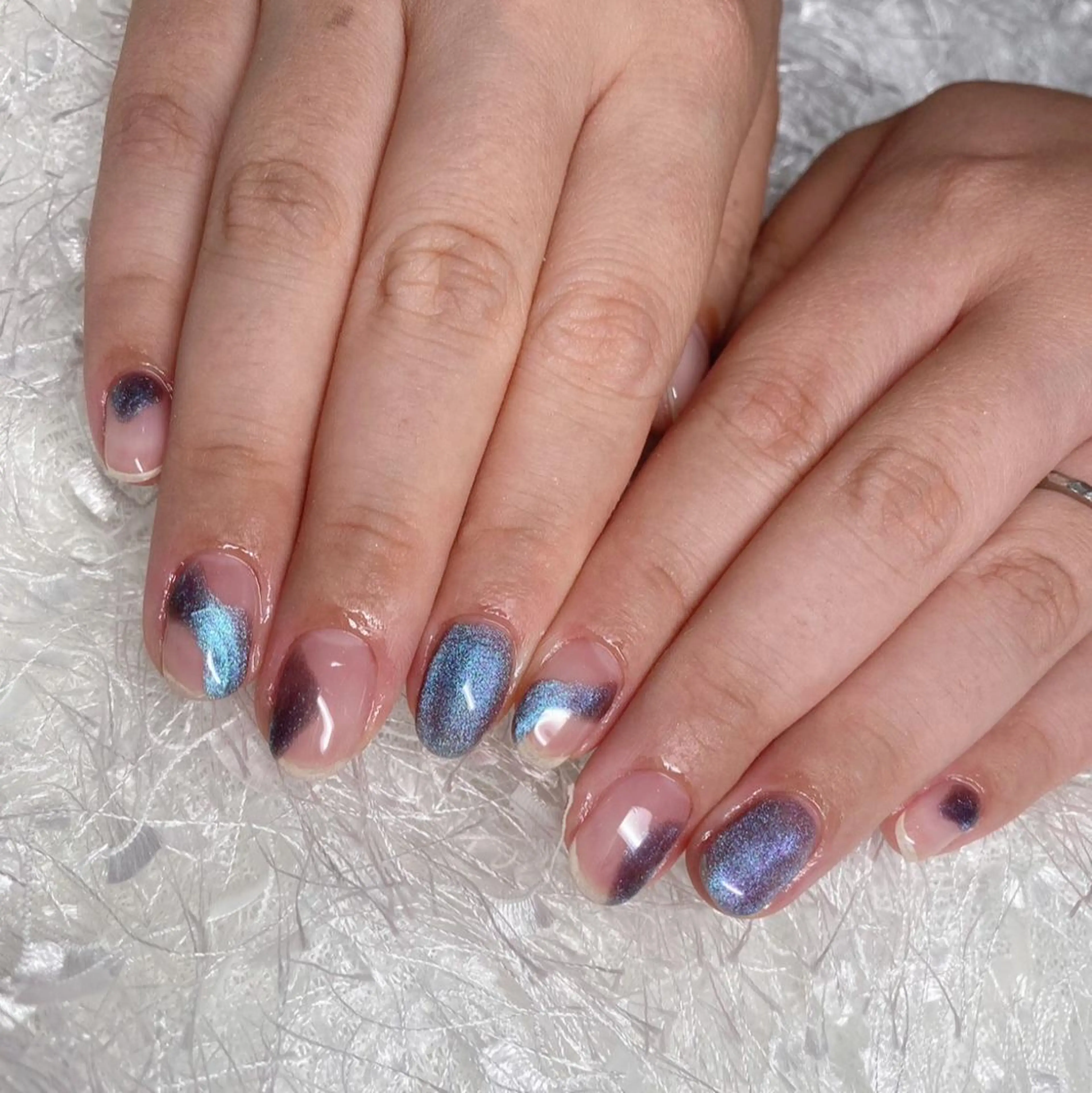 ネイル 長さ出し ジェルネイル グラデーション 韓国ネイル マグネットネイル ハンドネイル Nail&eye Belire 新宿のネイルデザイン