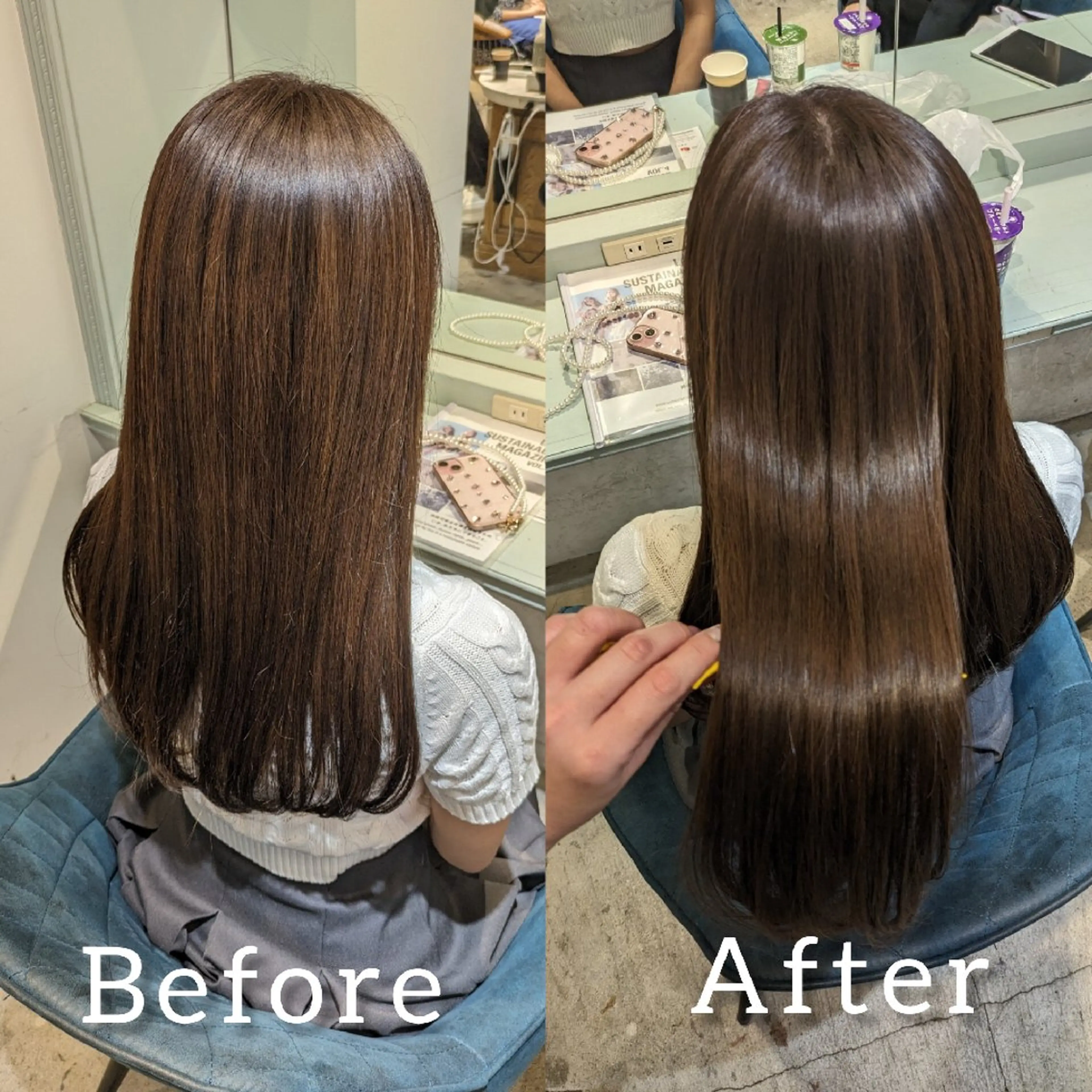 ロング カット ヘアカラー 縮毛矯正 トリートメント 縮毛矯正/レイヤー 💎やまもとちひろのヘアスタイル
