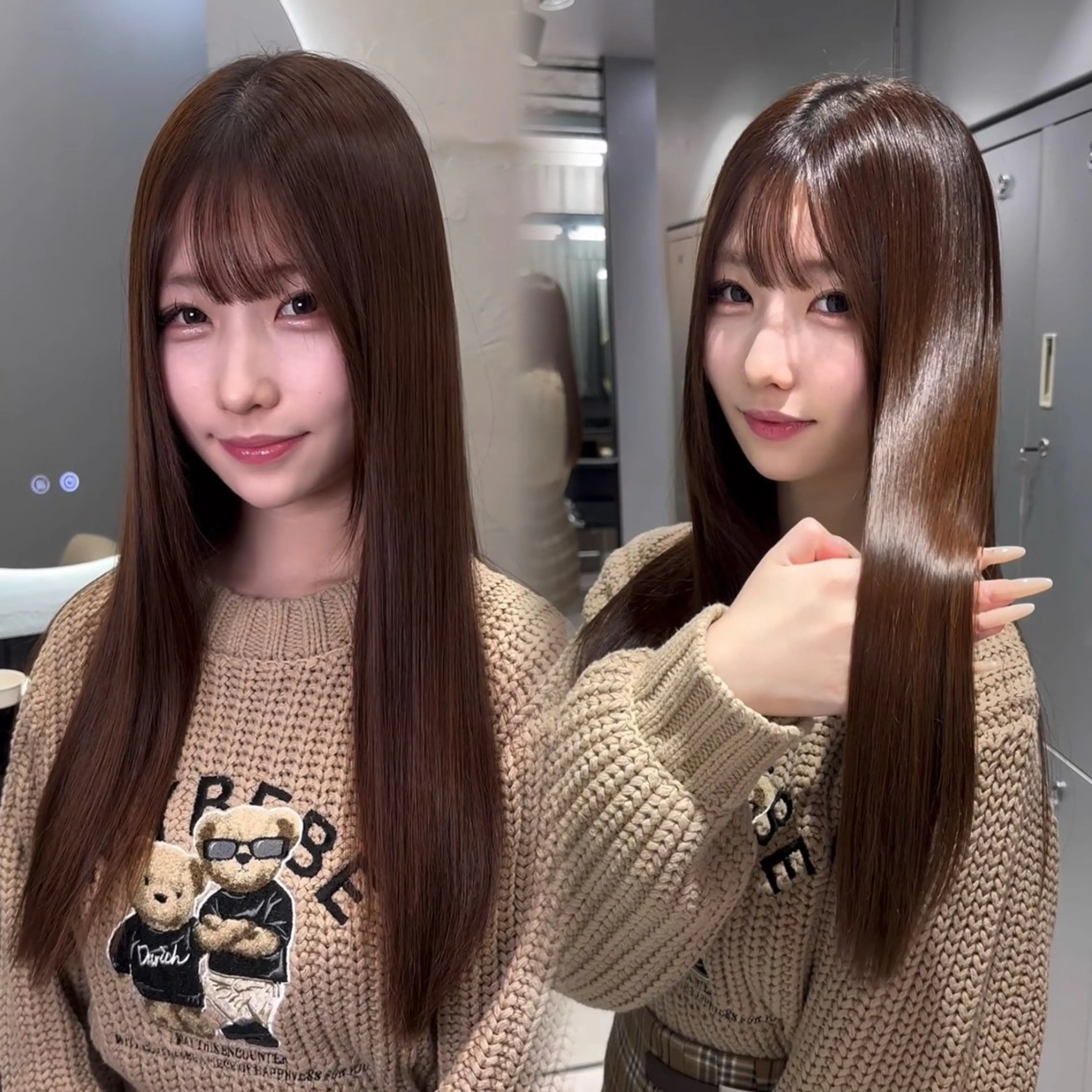 セミロング カット ヘアカラー トリートメント 韓国風/ワンホンヘア 髪質改善/MaCoのヘアスタイル