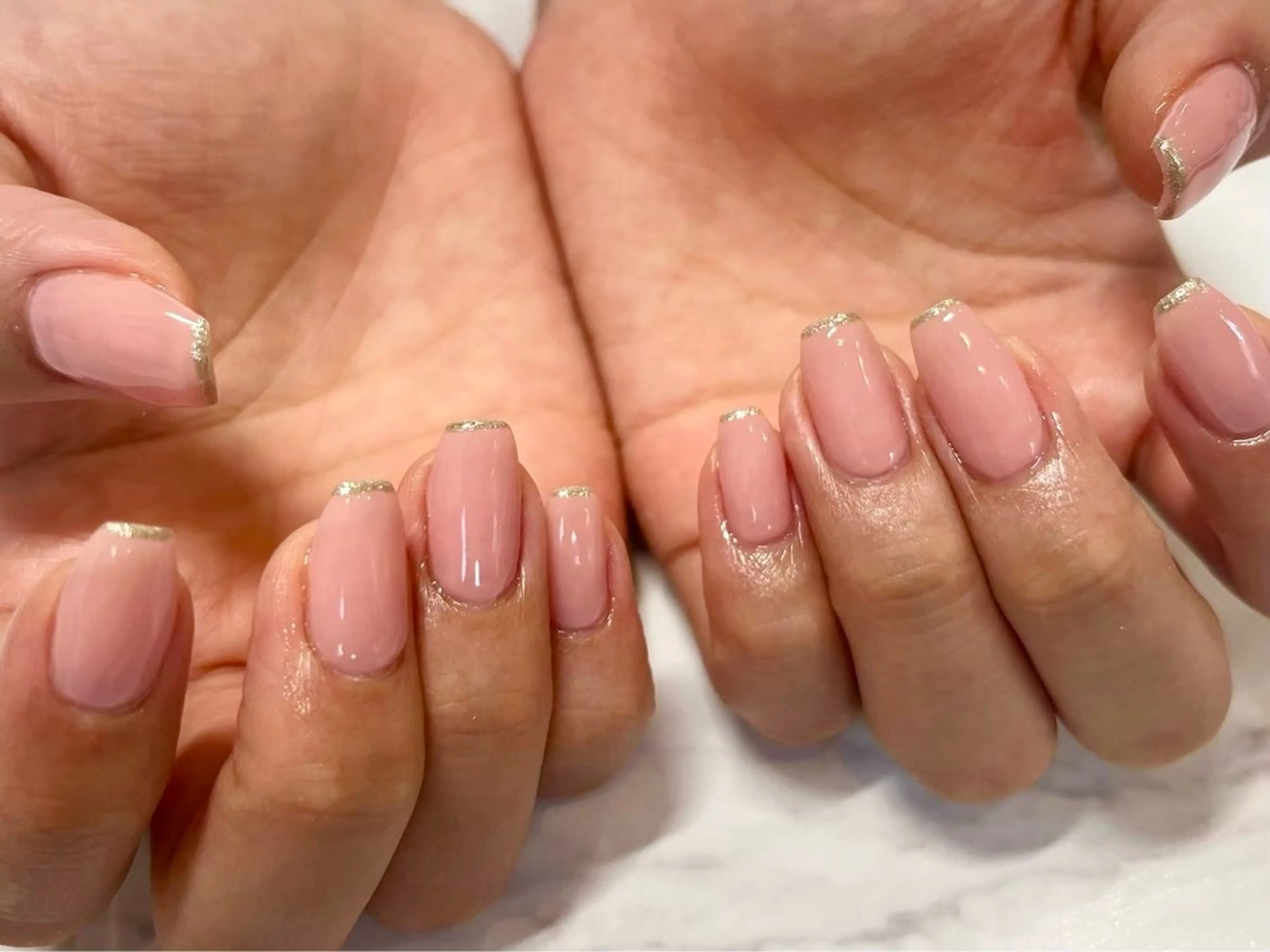 ネイル フレンチネイル ラメ(グリッター) Ayano ♡のネイルデザイン