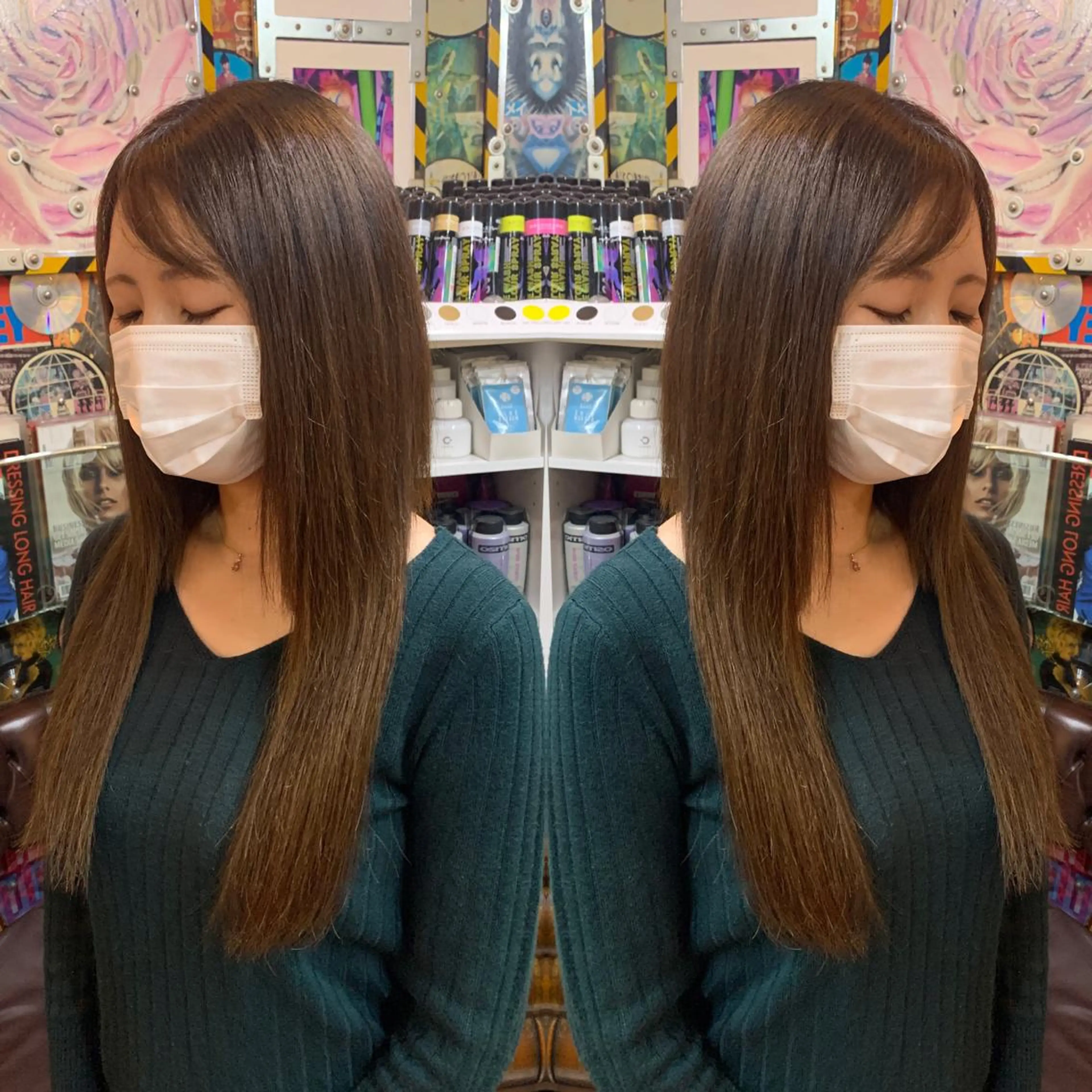 ミディアム カラー ヘアアレンジ 編み込みエクステ シールエクステ ベージュカラー ブラウンカラー エクステ haco+所属・🌈派手髪エクステ ブレイズ🌈ひろとのヘアスタイル