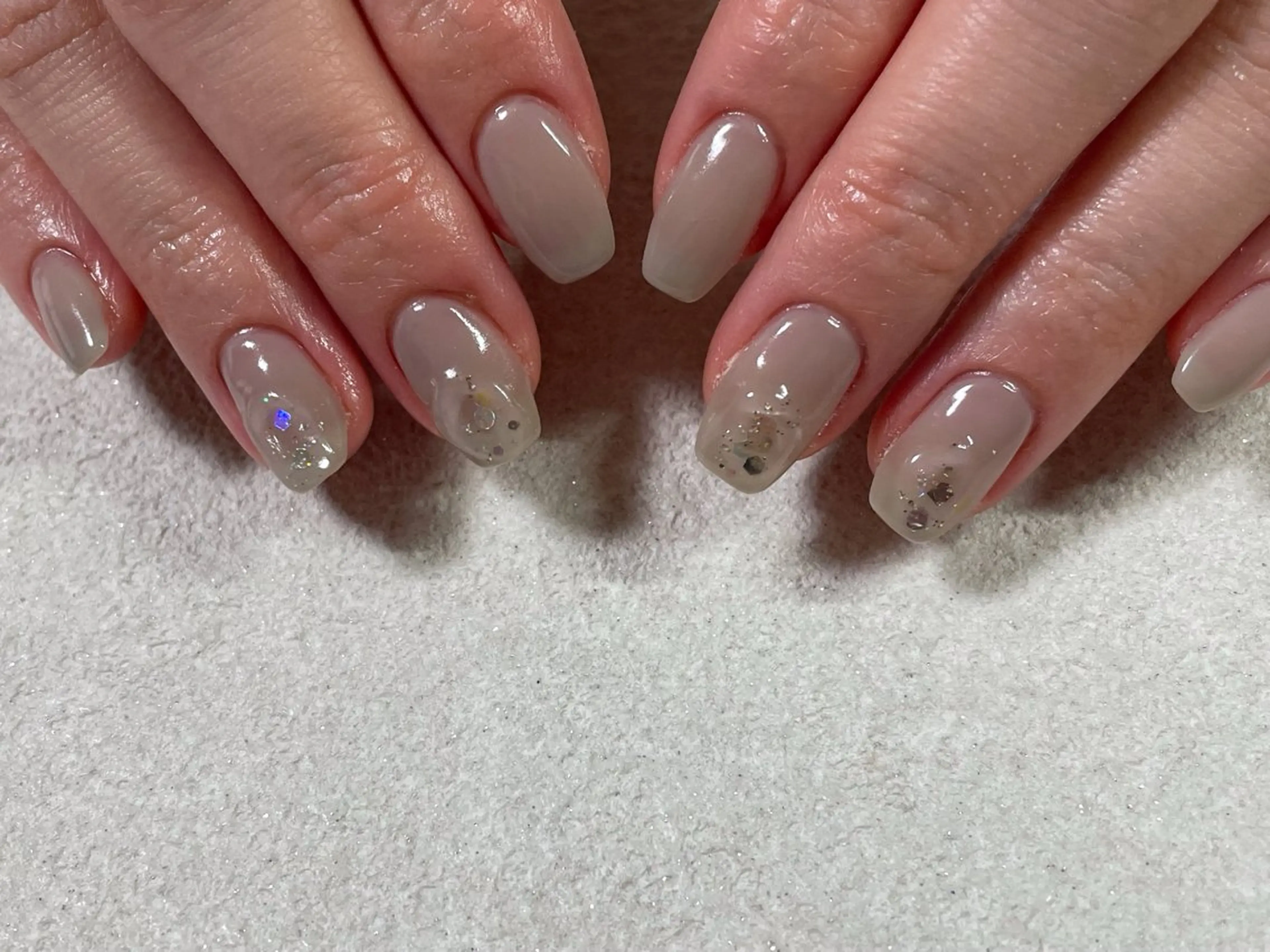 ネイル オーロラネイル フットネイル フレンチネイル ジェルネイル 韓国ネイル ハンドネイル kiki nail 二子玉川のネイルデザイン