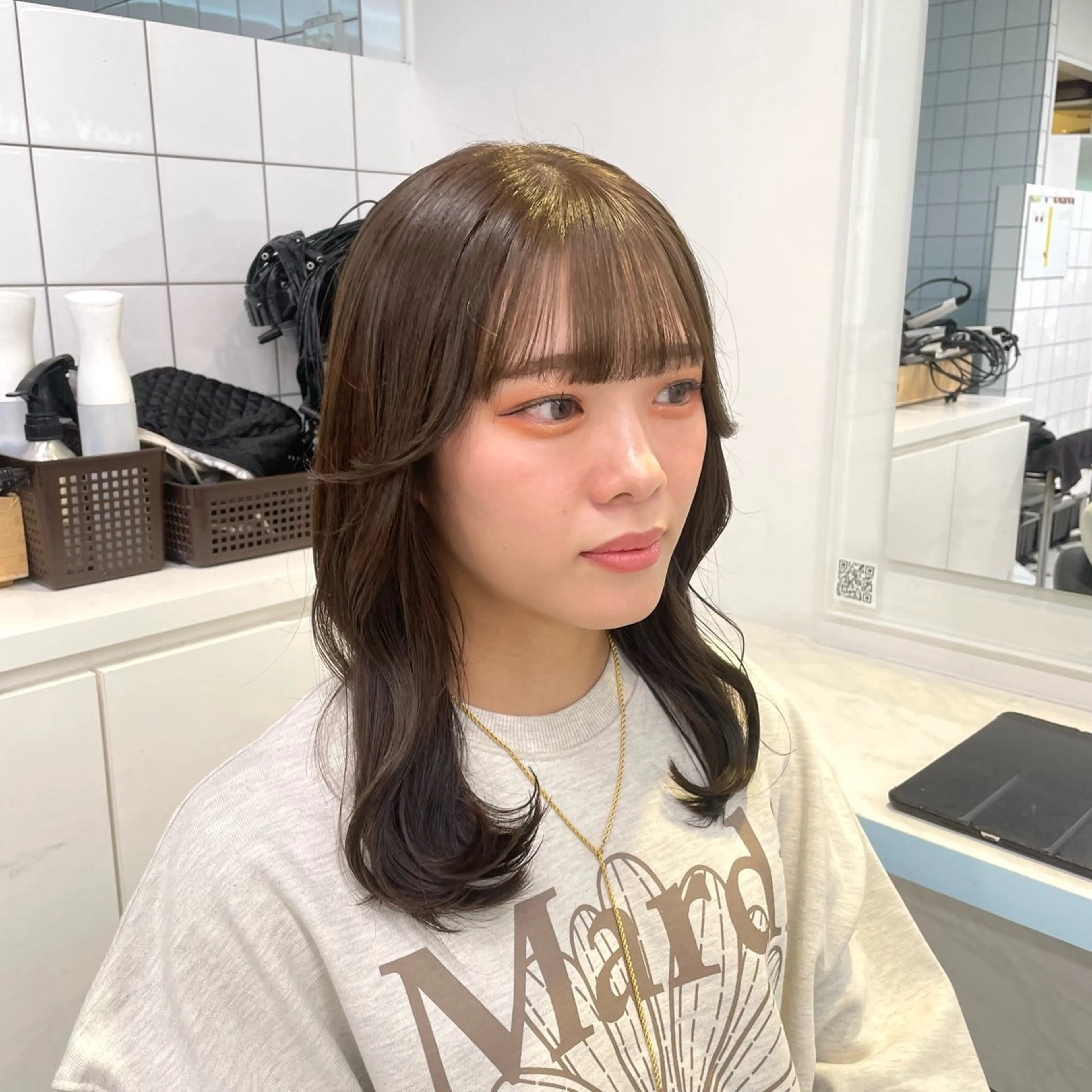 セミロング カラー カット ヘアカラー トリートメント ヘッドスパ ヘアセット 暖色🩷透明感カラー ♡Maika♡のヘアスタイル