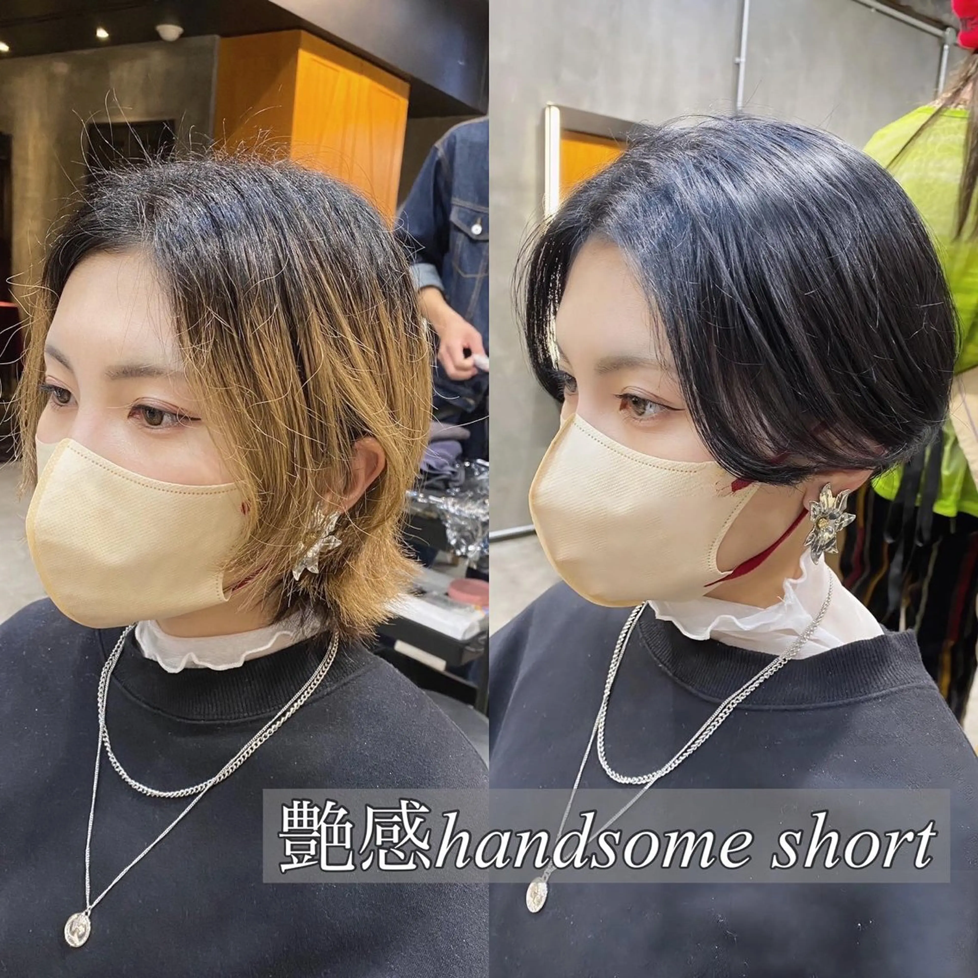 ショート カラー ハンサムショート 黒髪 ブルーカラー ブルーブラック ショートヘア カット ヘアカラー トリートメント ブリーチなしダブル カラー🧸🐺陽介のヘアスタイル