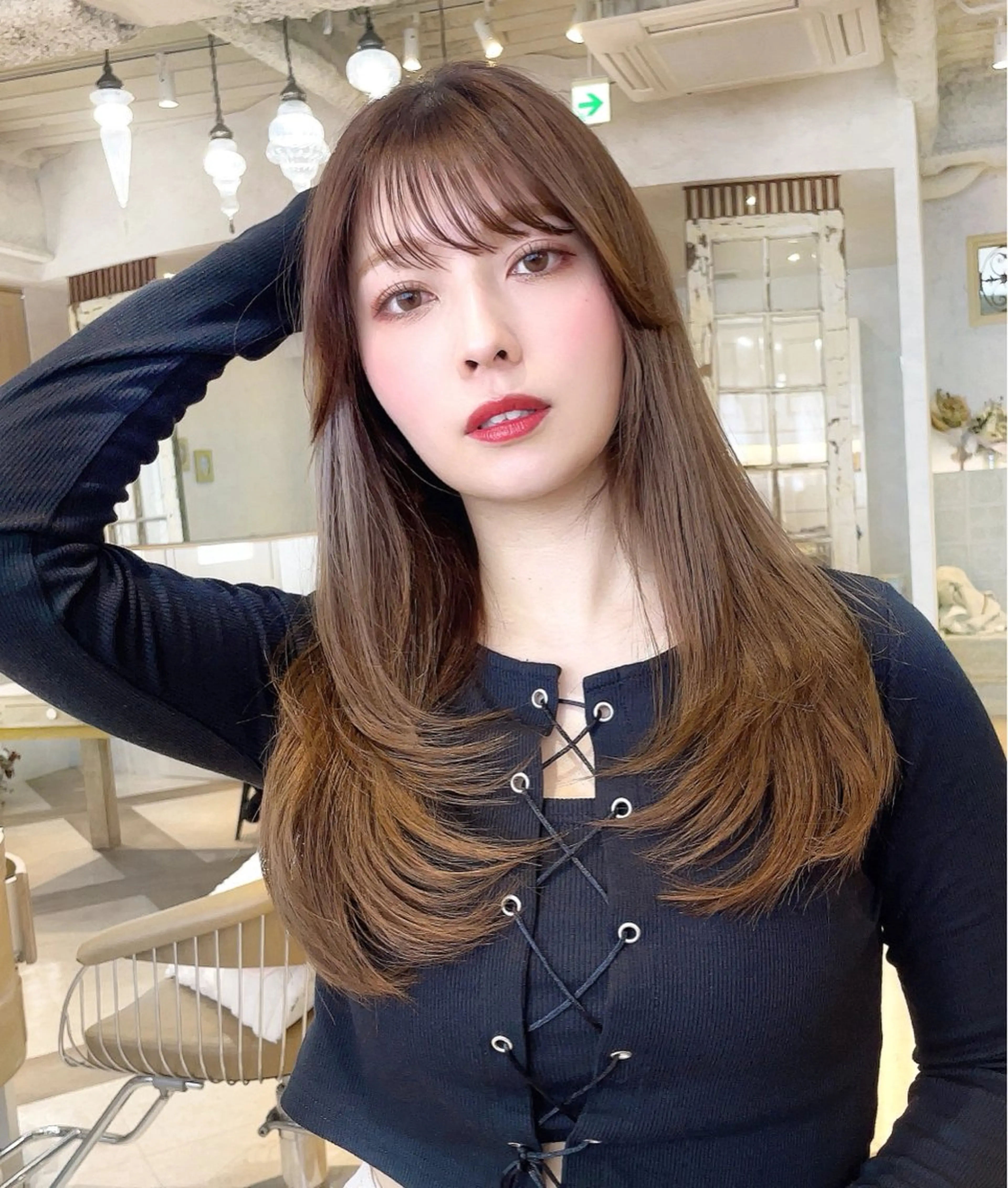 ロング カット ヘアカラー トリートメント Kanami/韓国風 /艶カラーのヘアスタイル