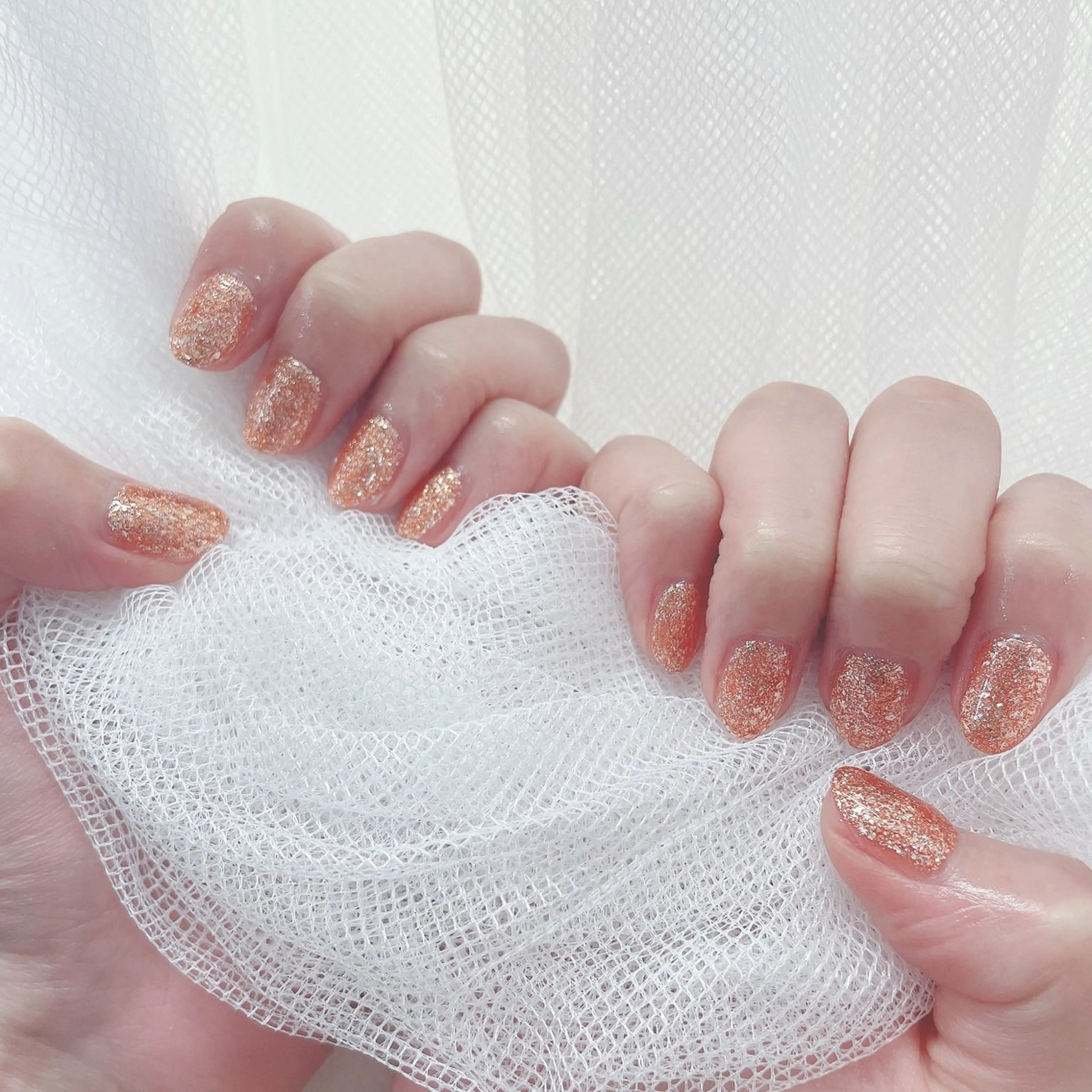 ネイル ラメ(グリッター) オレンジ Salon de Navi所属・🎀向田 優花🎀のネイルデザイン