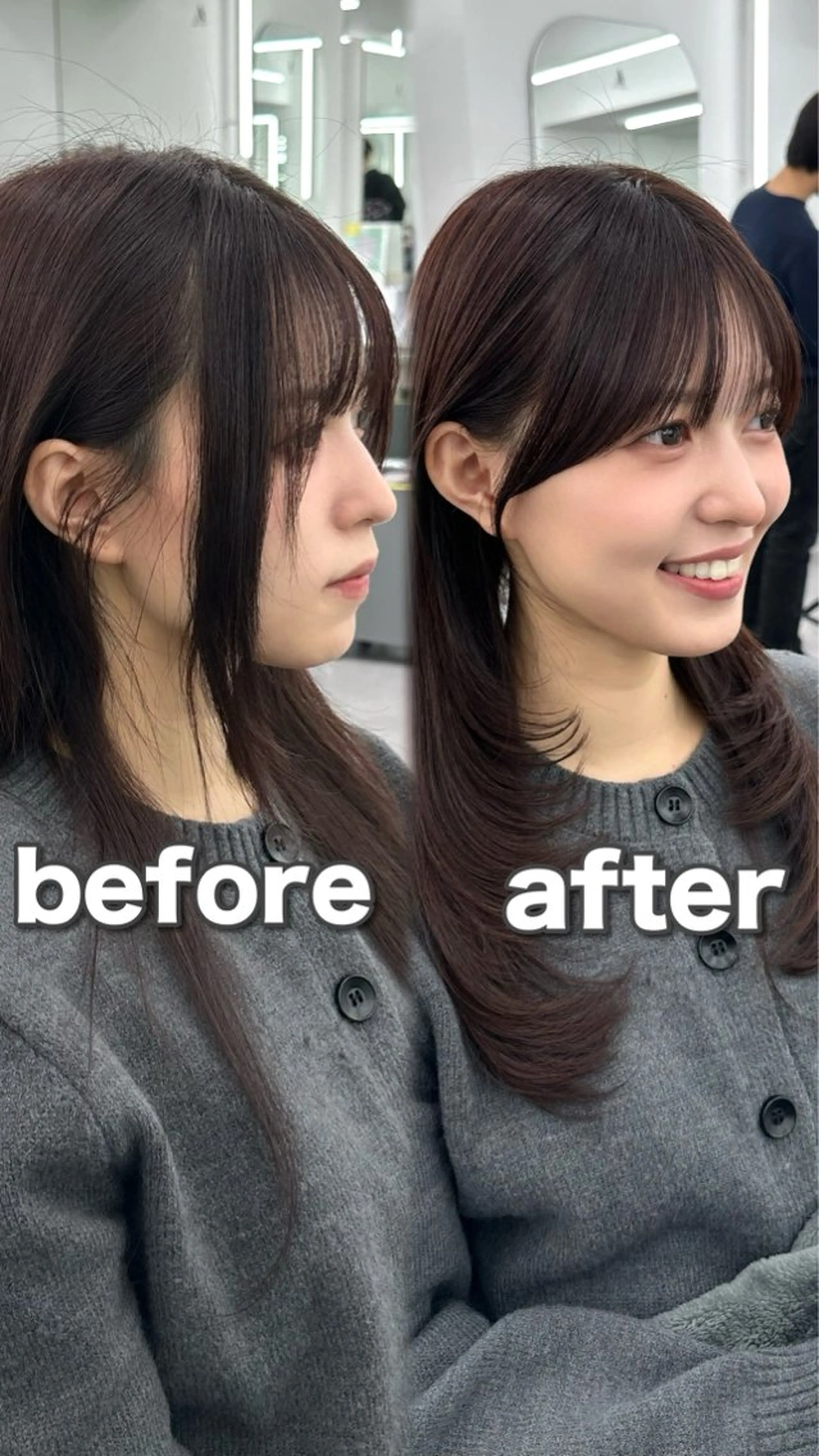 セミロング カット ヘアカラー トリートメント ヘッドスパ ヘアセット 前髪顔まわりカット 🌈中村海聖のヘアスタイル