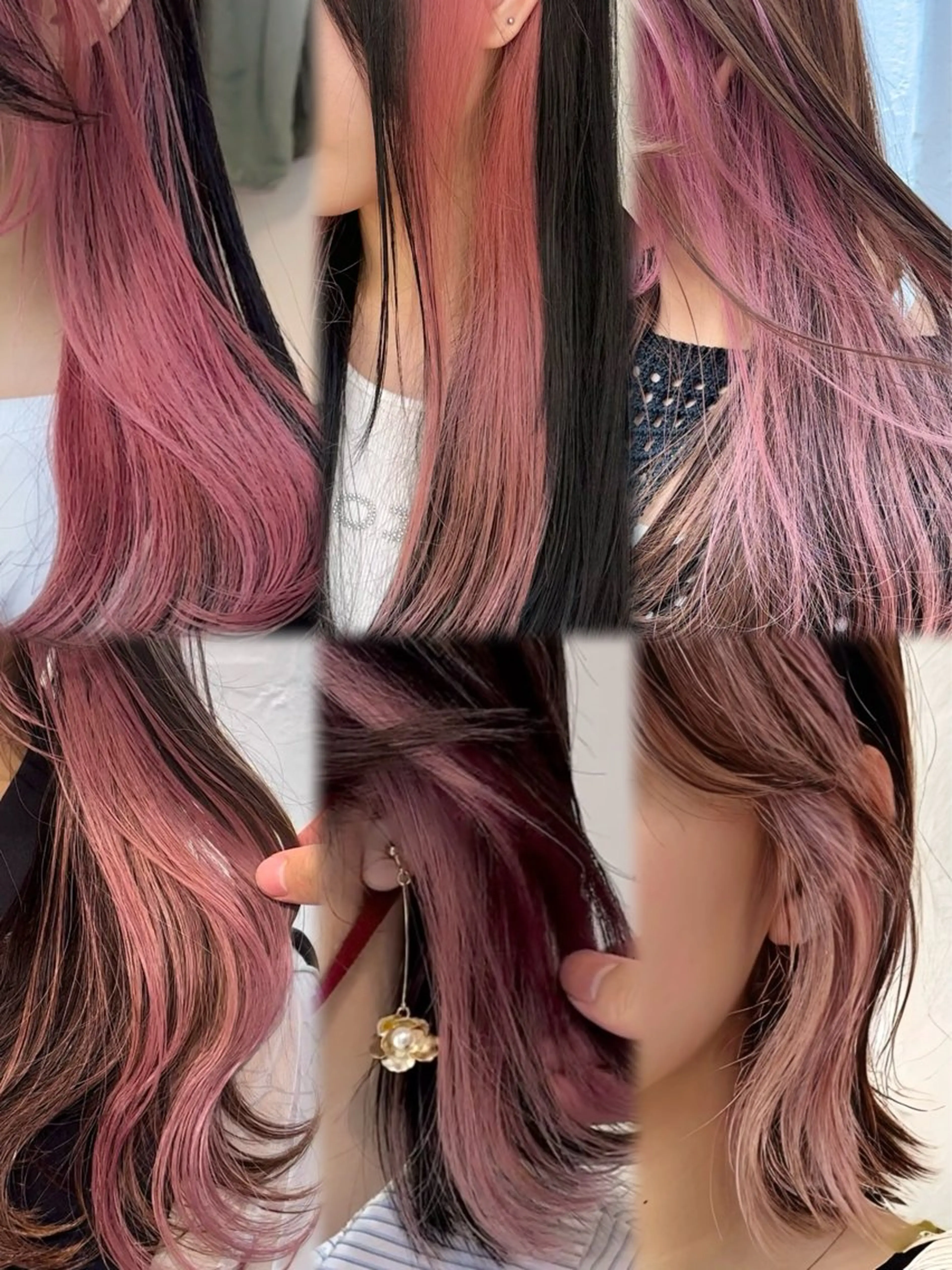 セミロング カラー ブリーチ イヤリングカラー インナーカラー ピンクカラー 韓国風ヘア カット ヘアカラー トリートメント インナーカラー/レイ ヤーカット♡/マキシのヘアスタイル