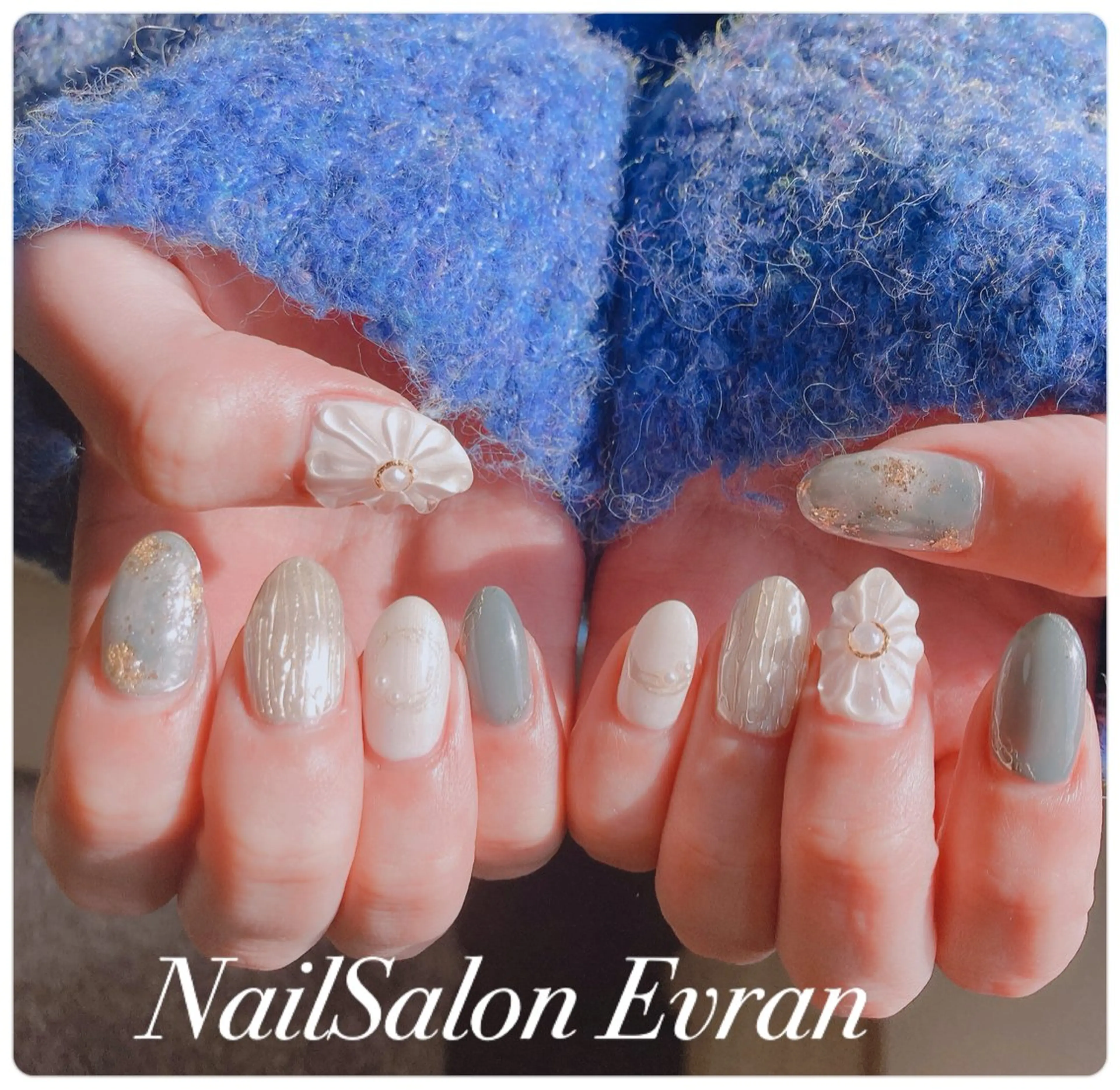 ネイル アートネイル フレンチネイル マグネットネイル 持ち込み ニュアンスネイル ハンドネイル Nail salon Evranのネイルデザイン