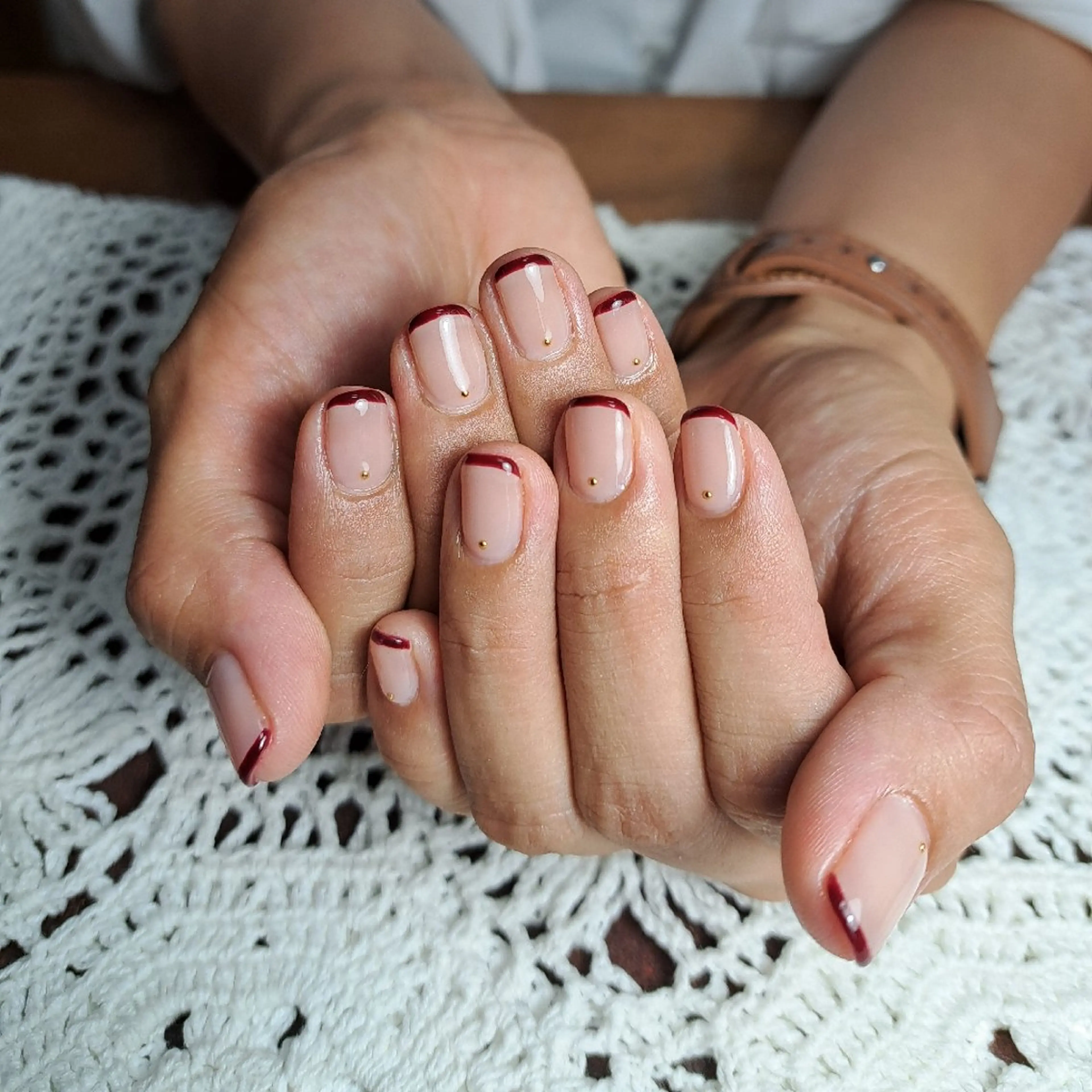 ネイル ボルドー フレンチネイル HAYASHI  Nのネイルデザイン