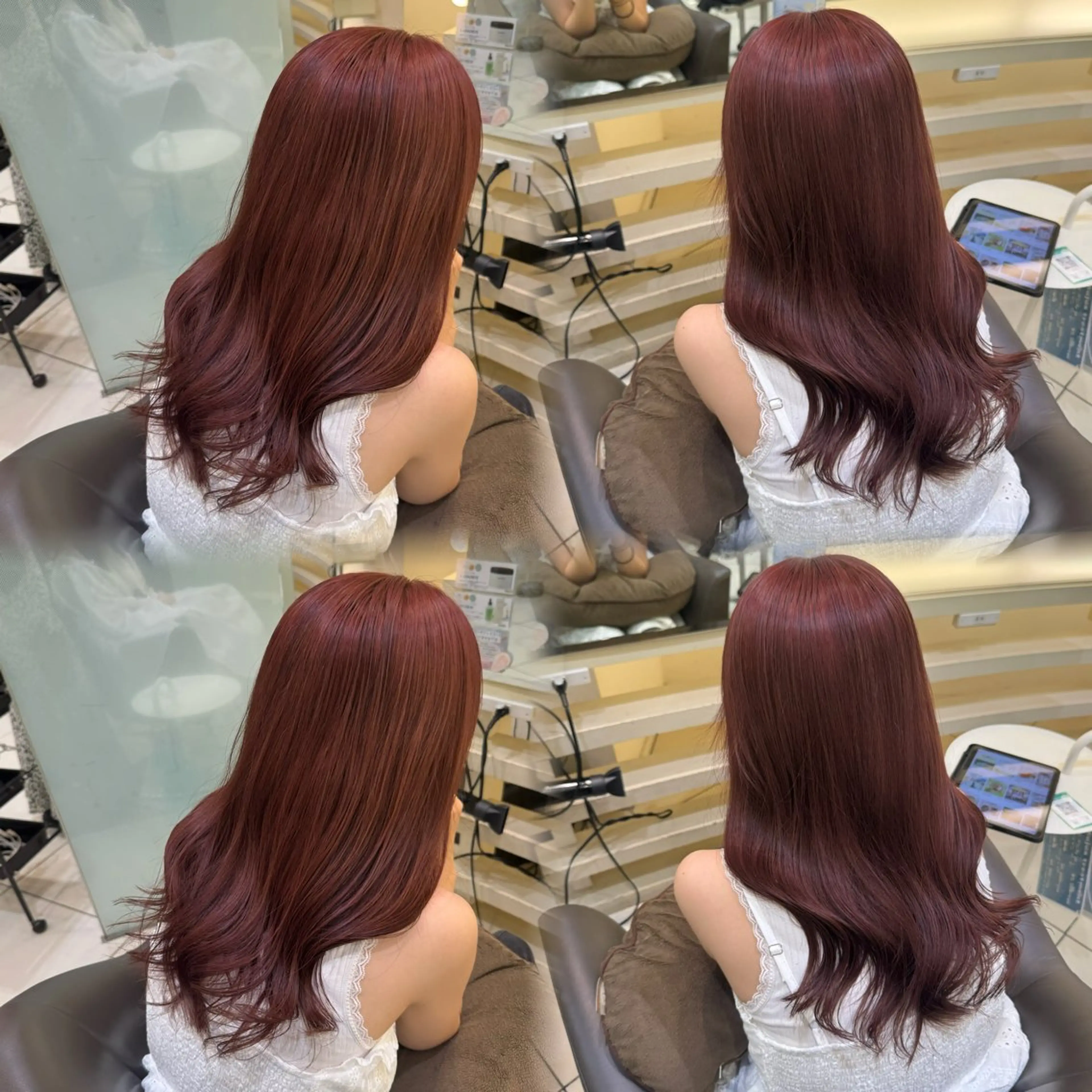 ロング カラー ブリーチ ボルドーカラー ブリーチなしカラー ピンクカラー ヘアカラー トリートメント 艶髪／カラー／ 銀座／RINA🎀のヘアスタイル