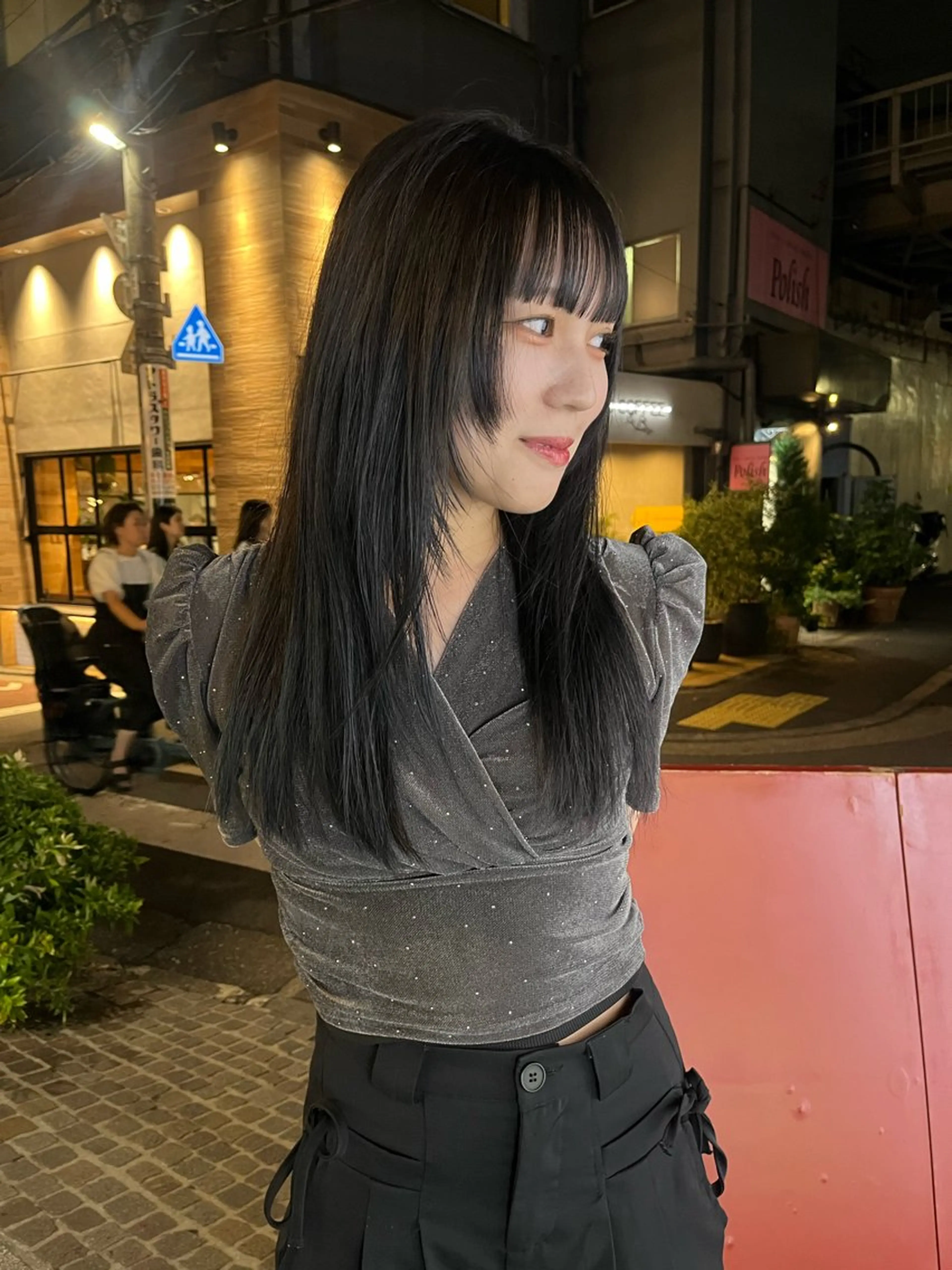 ロング カラー 透明感カラー グレージュ 竹内 菜々子のヘアスタイル