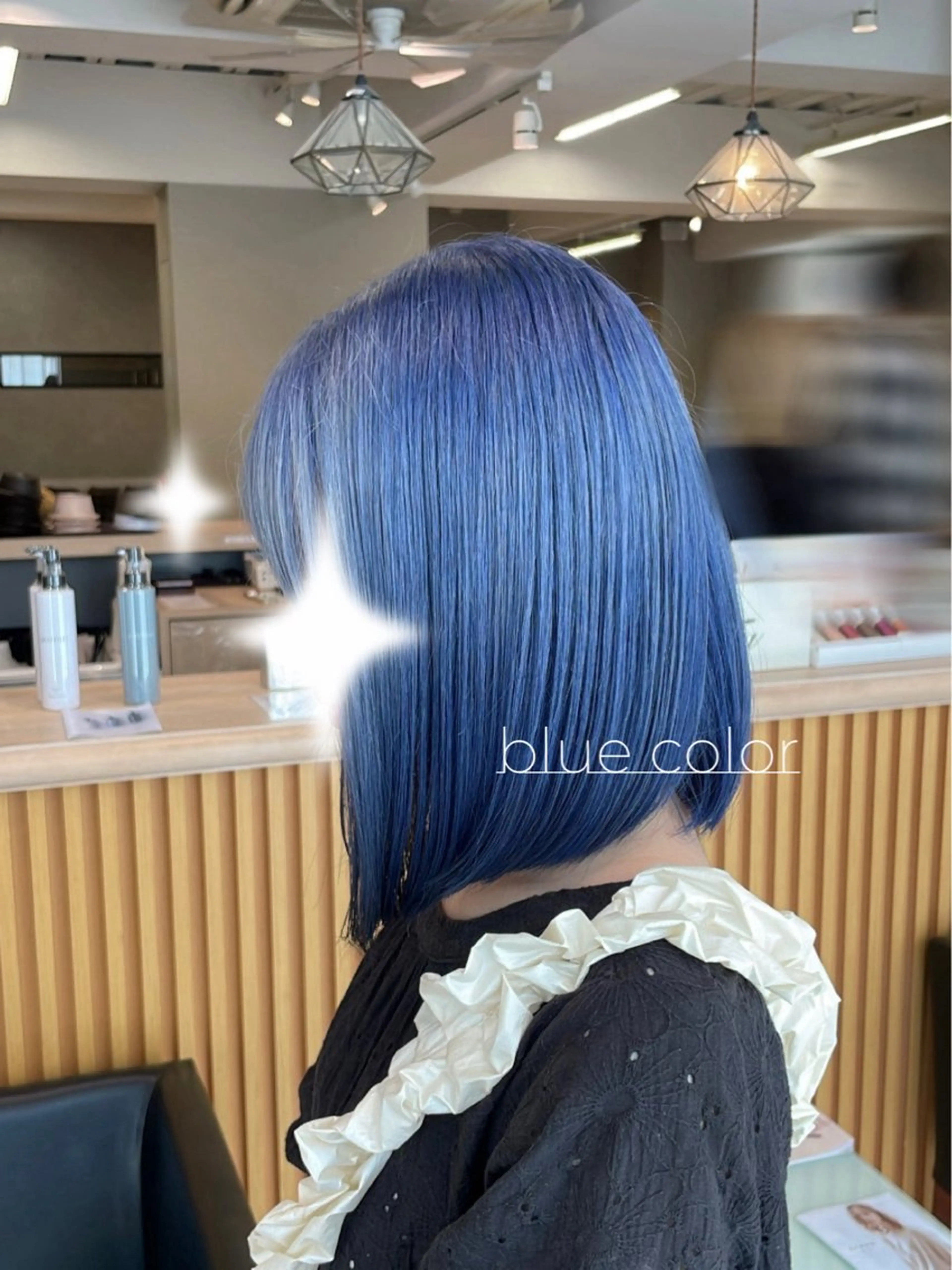 ミディアム カラー ブリーチ ブルーカラー 透明感カラー ヘアカラー ハイトーン/髪質改善 RENA🦢🫧のヘアスタイル