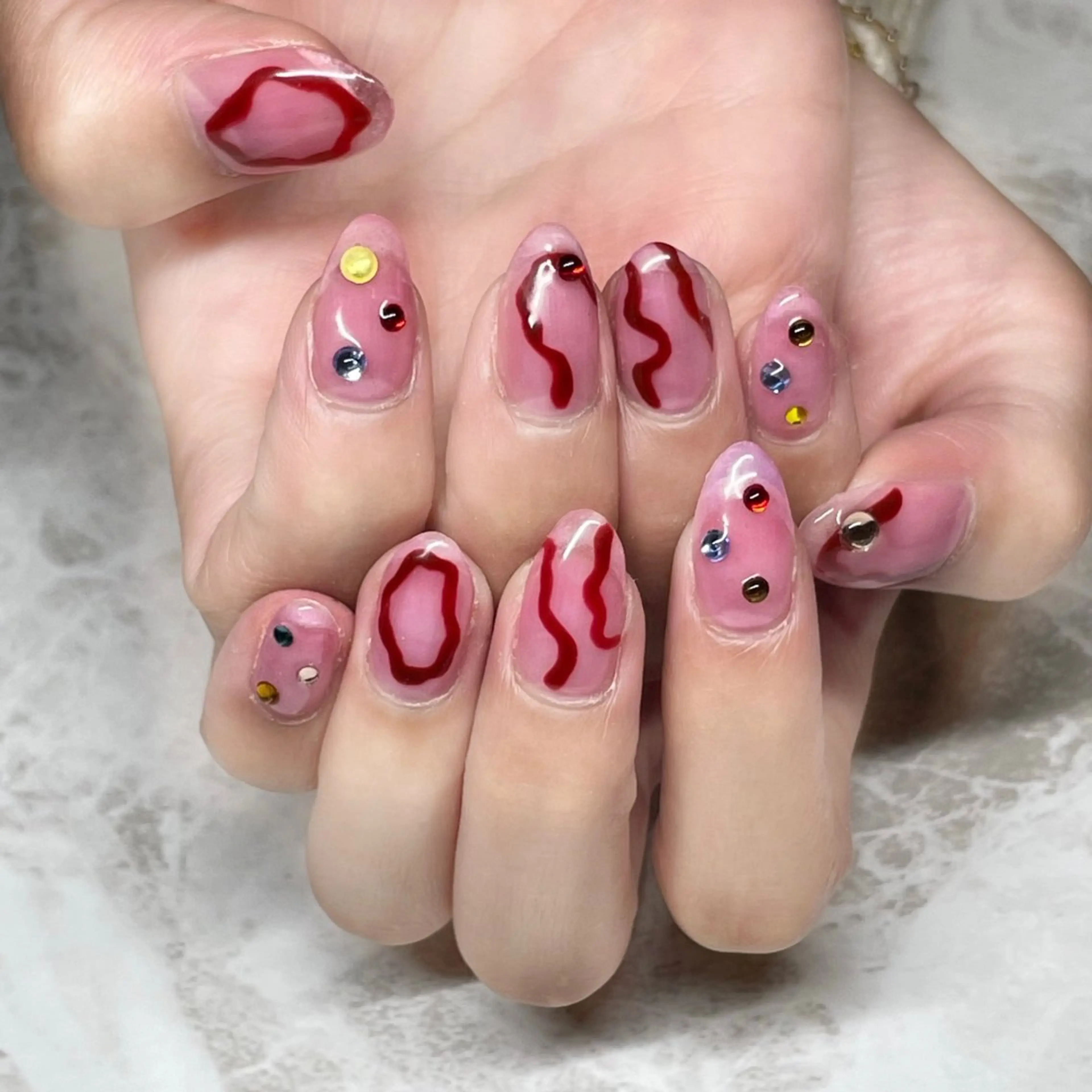 ネイル ストーンネイル ハンドネイル AKnail所属・cheri nailのネイルデザイン