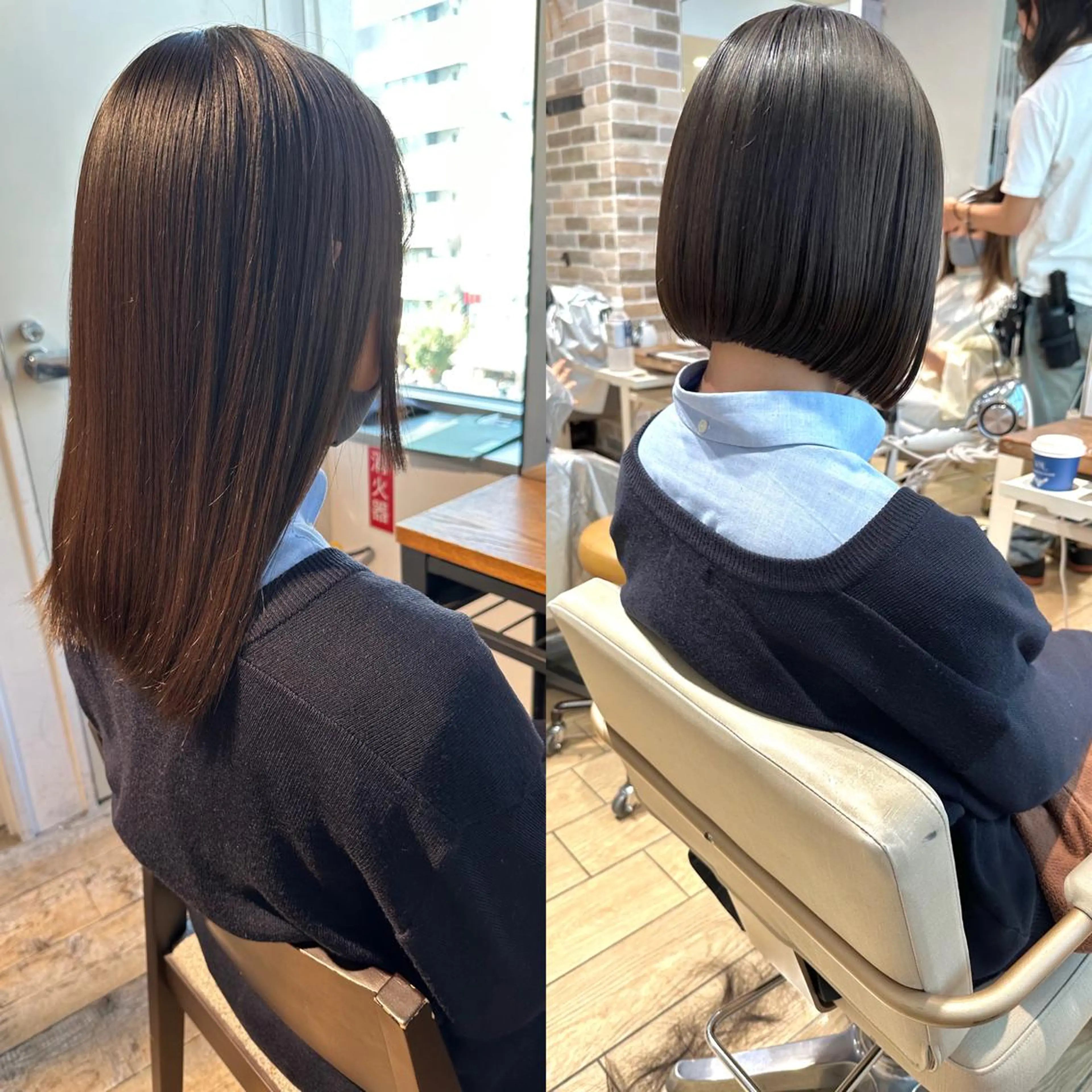 ミディアム 切りっぱなしボブ ショートボブ ボブ くびれヘア タンバルモリ カット ヘアカラー トリートメント 市原 大翼のヘアスタイル