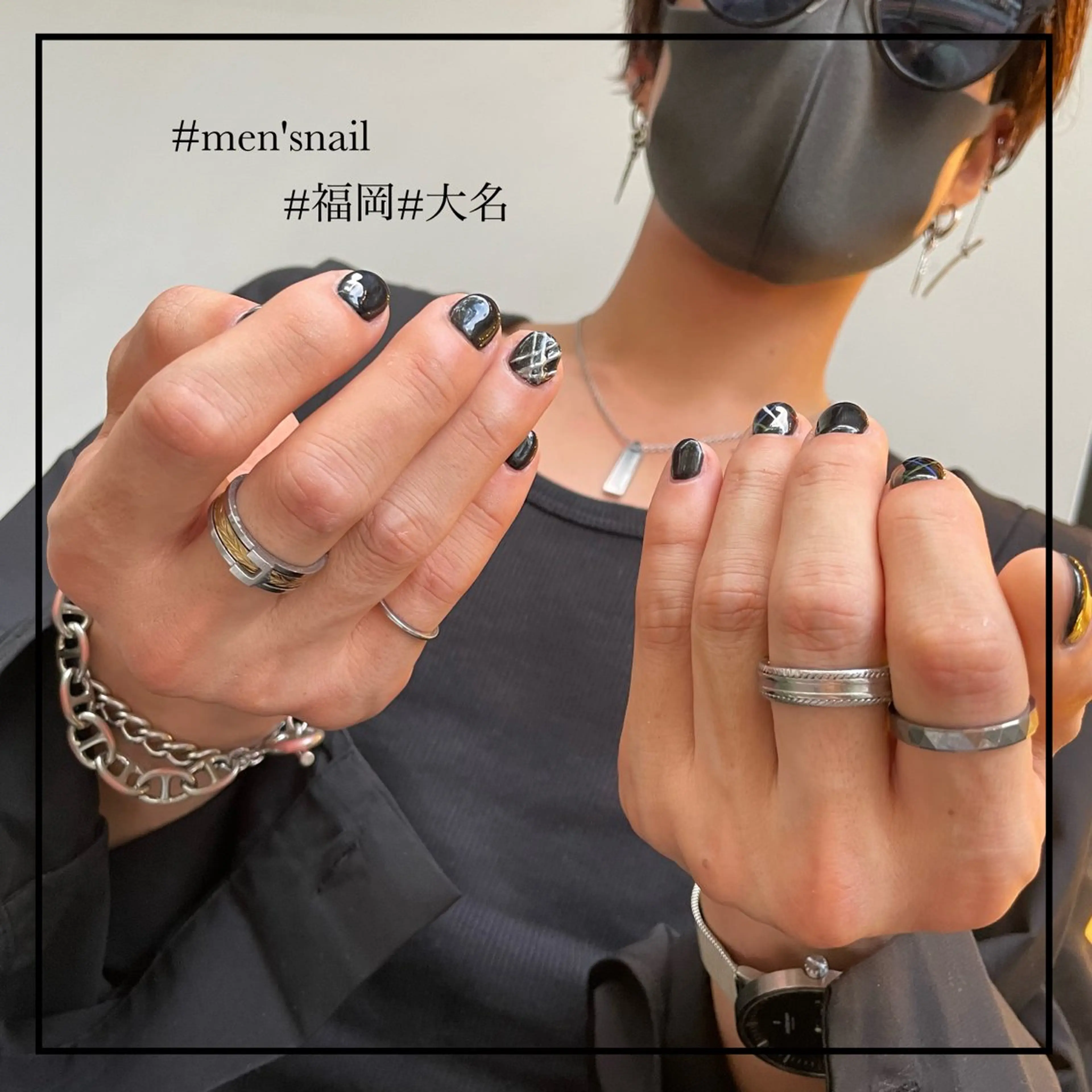 メンズ ネイル ハンドネイル kurogi nanakaのマツエク・マツパデザイン