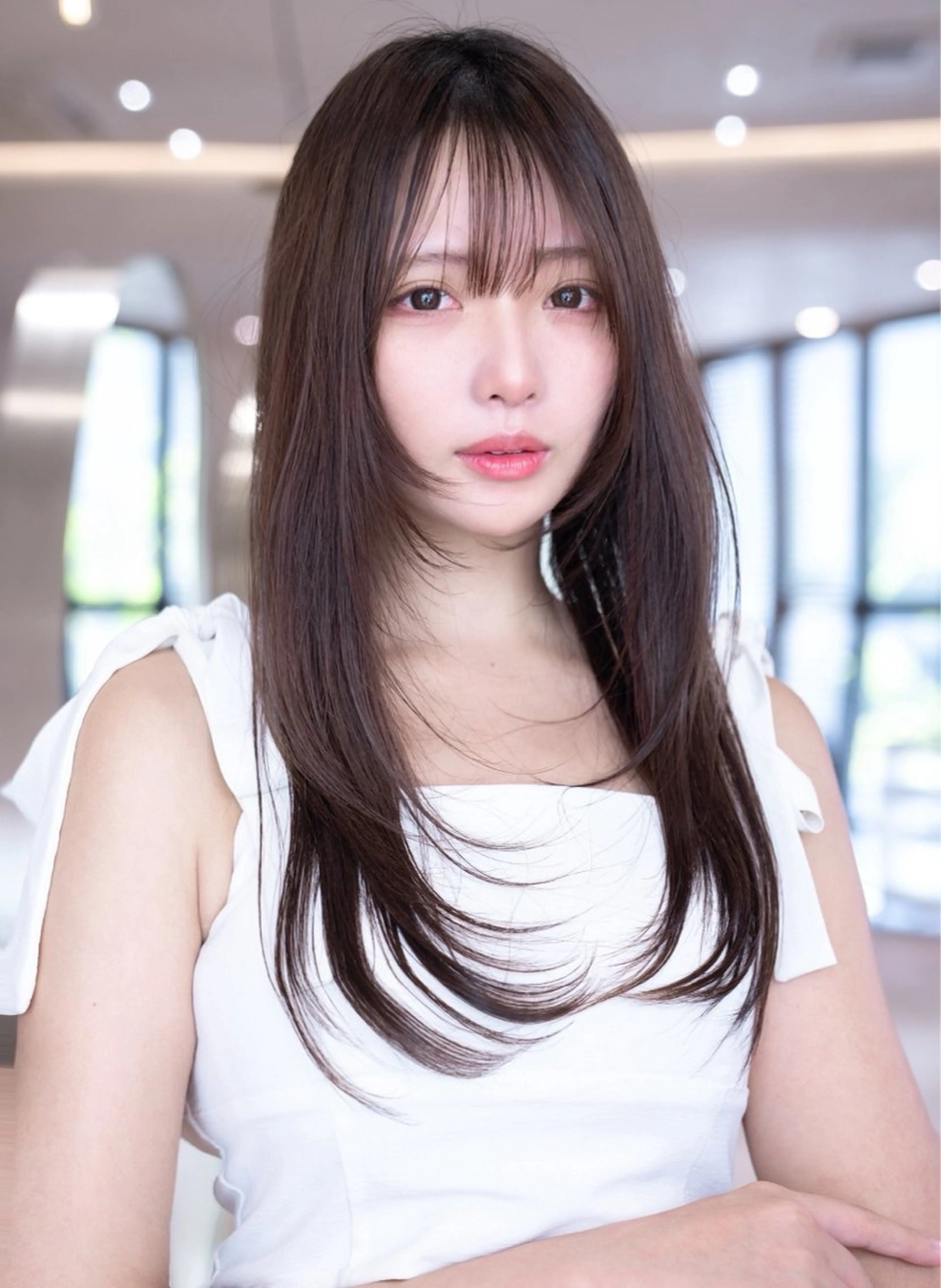 ミディアム カラー カット ヘアカラー トリートメント レイヤー/ベージュ カラー/ヒヨリ/渋谷のヘアスタイル