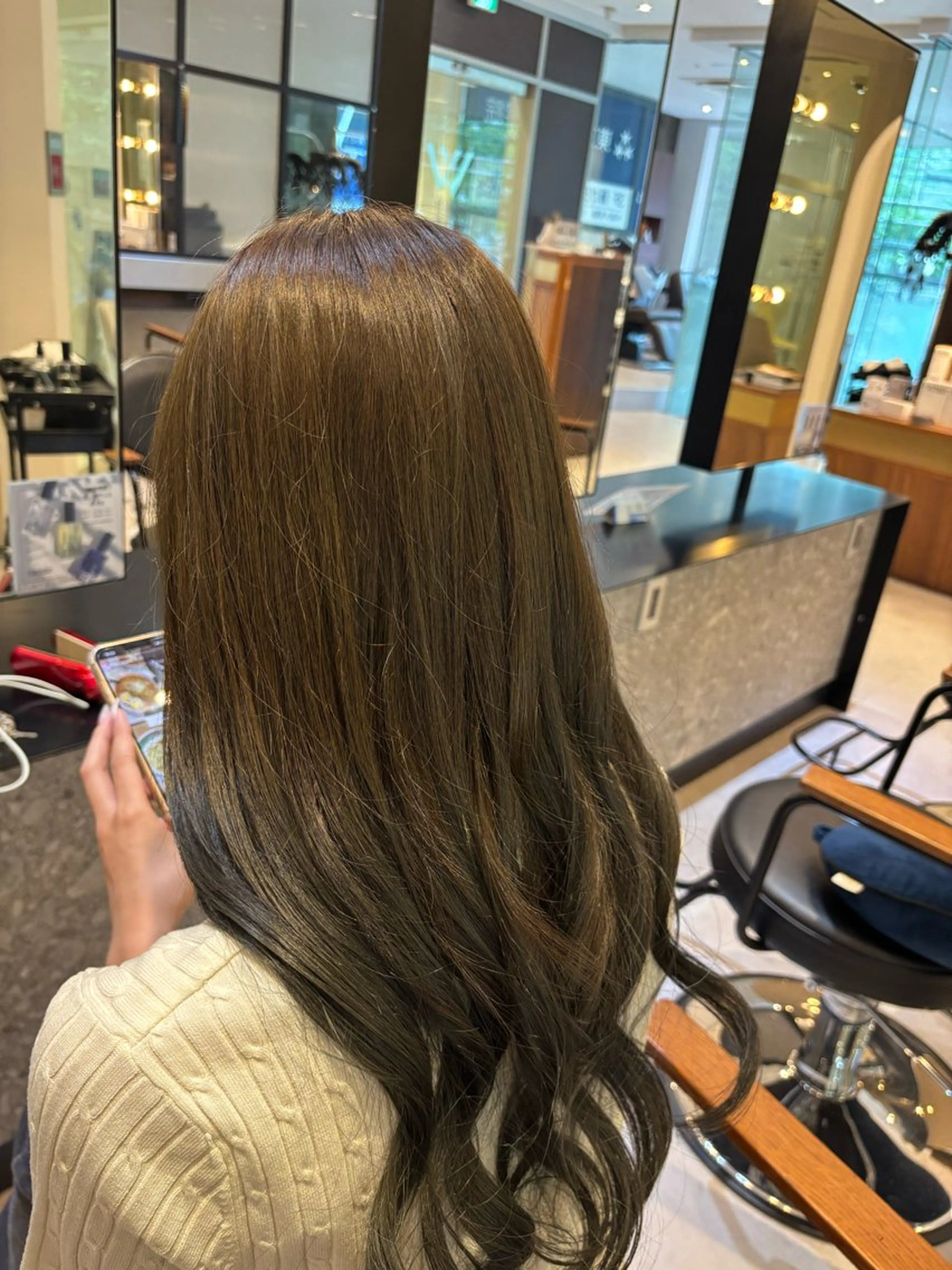 ロング カラー オリーブカラー ヘアカラー w藤が丘/ りなのヘアスタイル