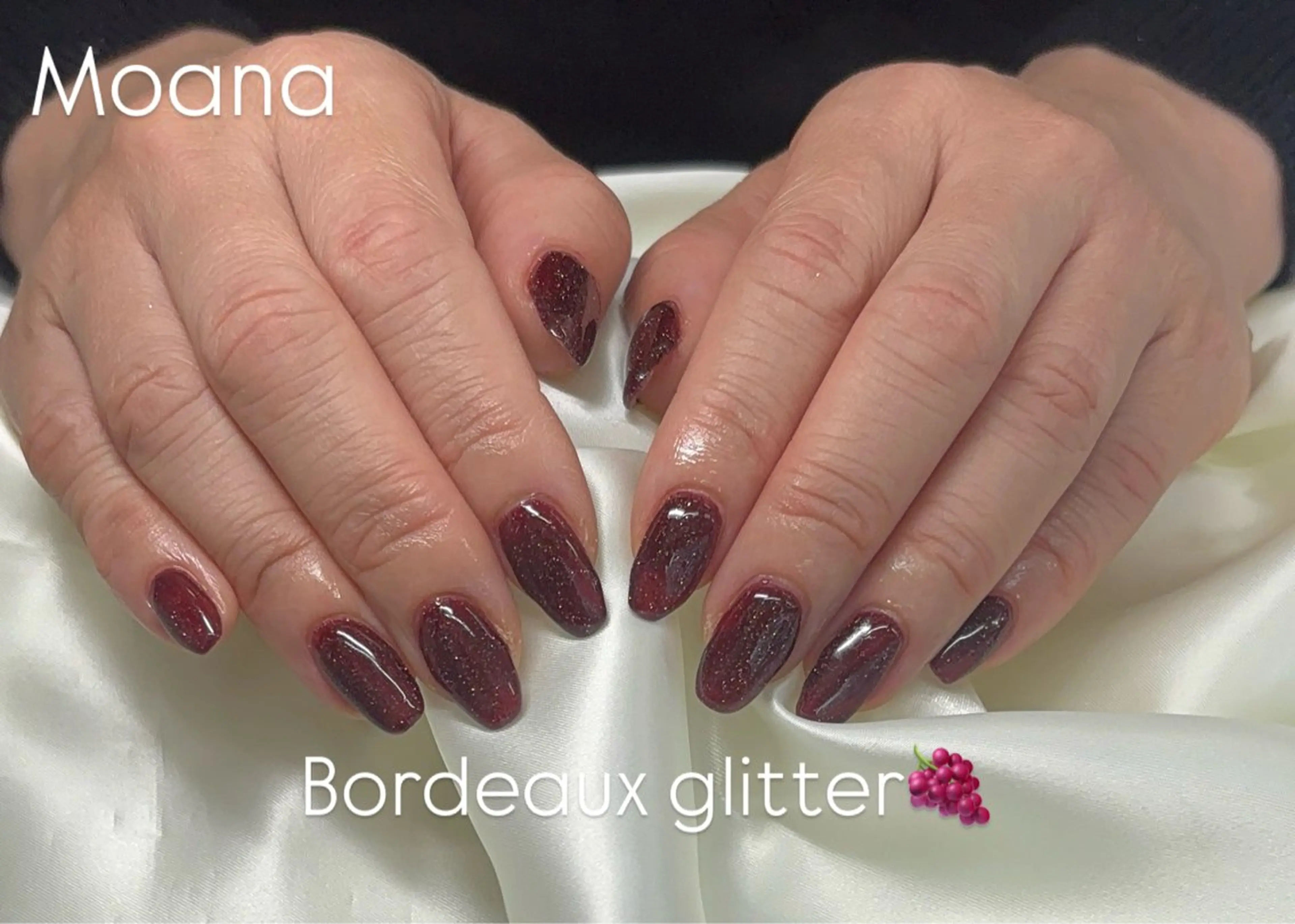 ネイル ボルドー ラメ(グリッター) Moana nail Hiyoriのネイルデザイン