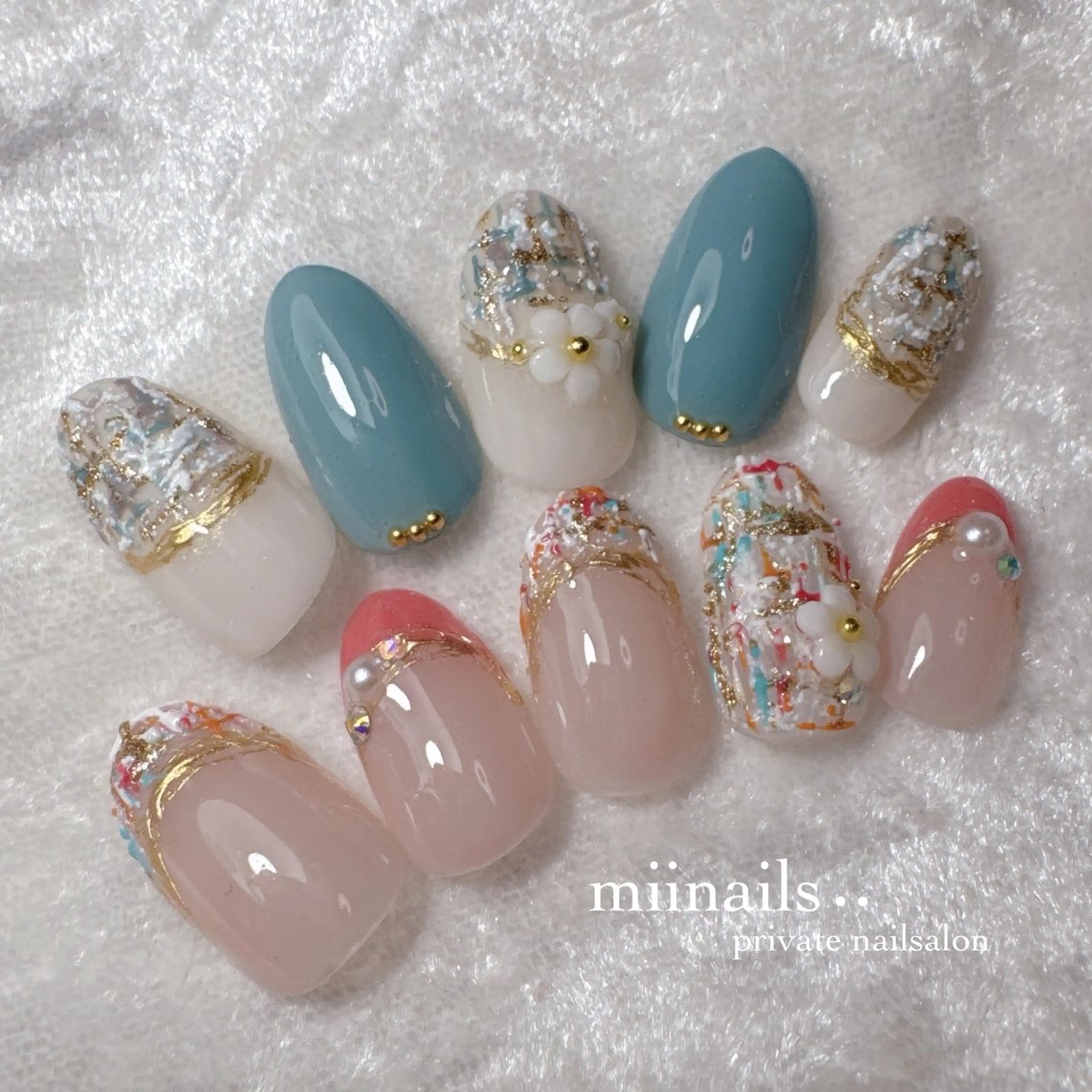 ネイル 韓国ネイル マグネットネイル ワンホンネイル ハンドネイル nailsalon miinailsのネイルデザイン