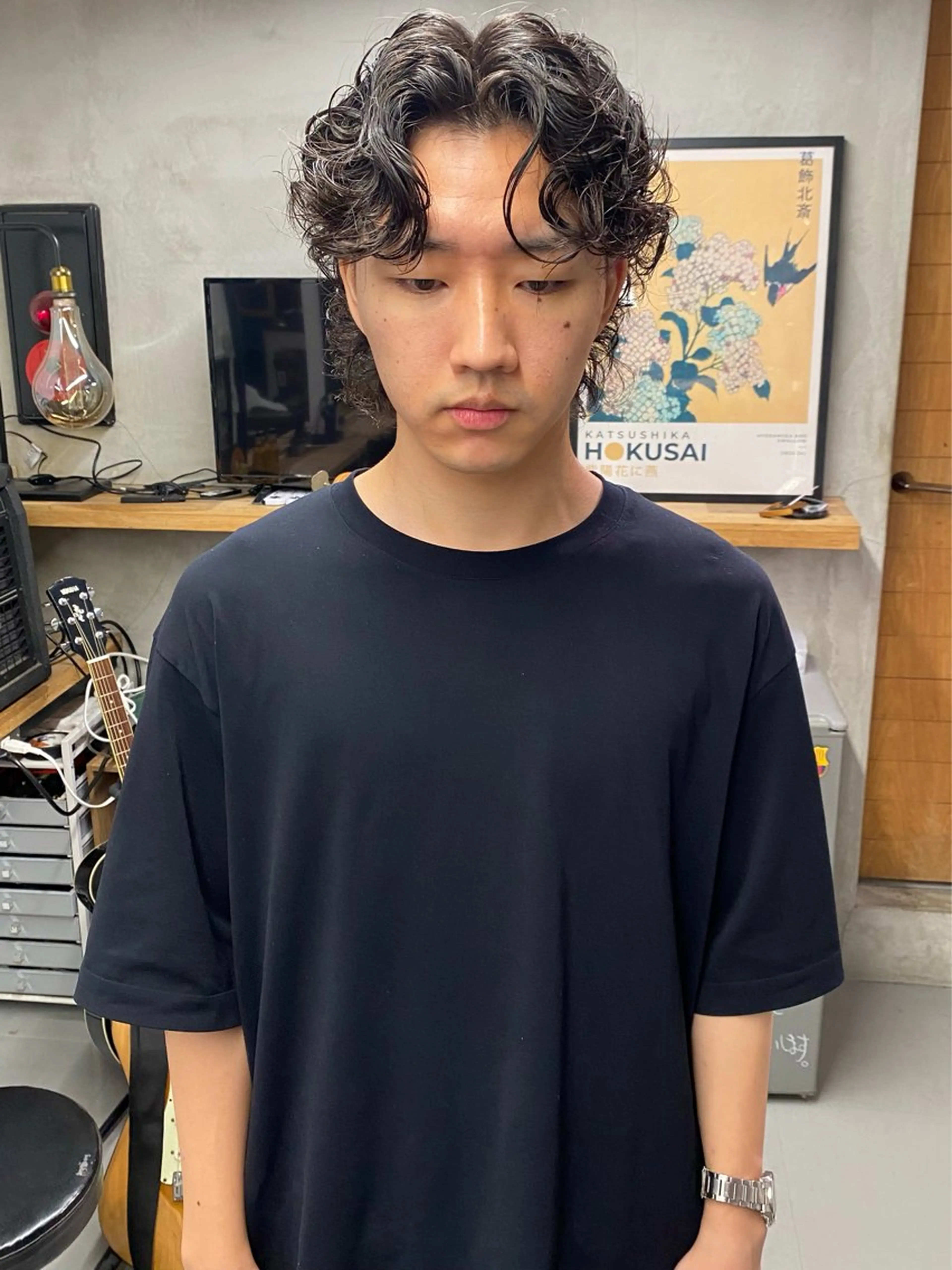 ミディアム パーマ カット パーマ MOTEL men's andshaving所属・鶴見 光のヘアスタイル