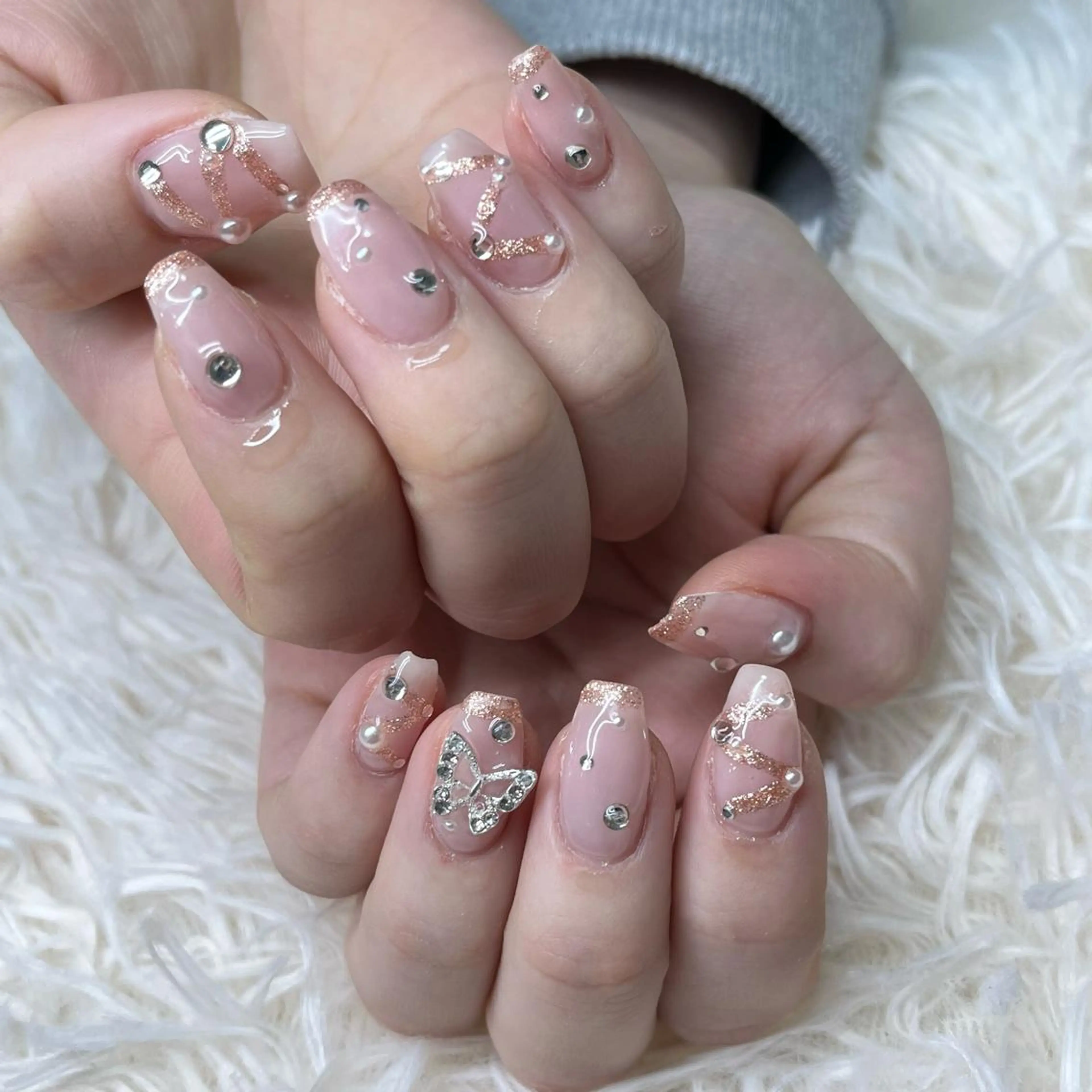 ネイル アートネイル クリアネイル フレンチネイル ジェルネイル ガラスフレンチ 🐕‍🦺Yappy 💗A-tanのネイルデザイン