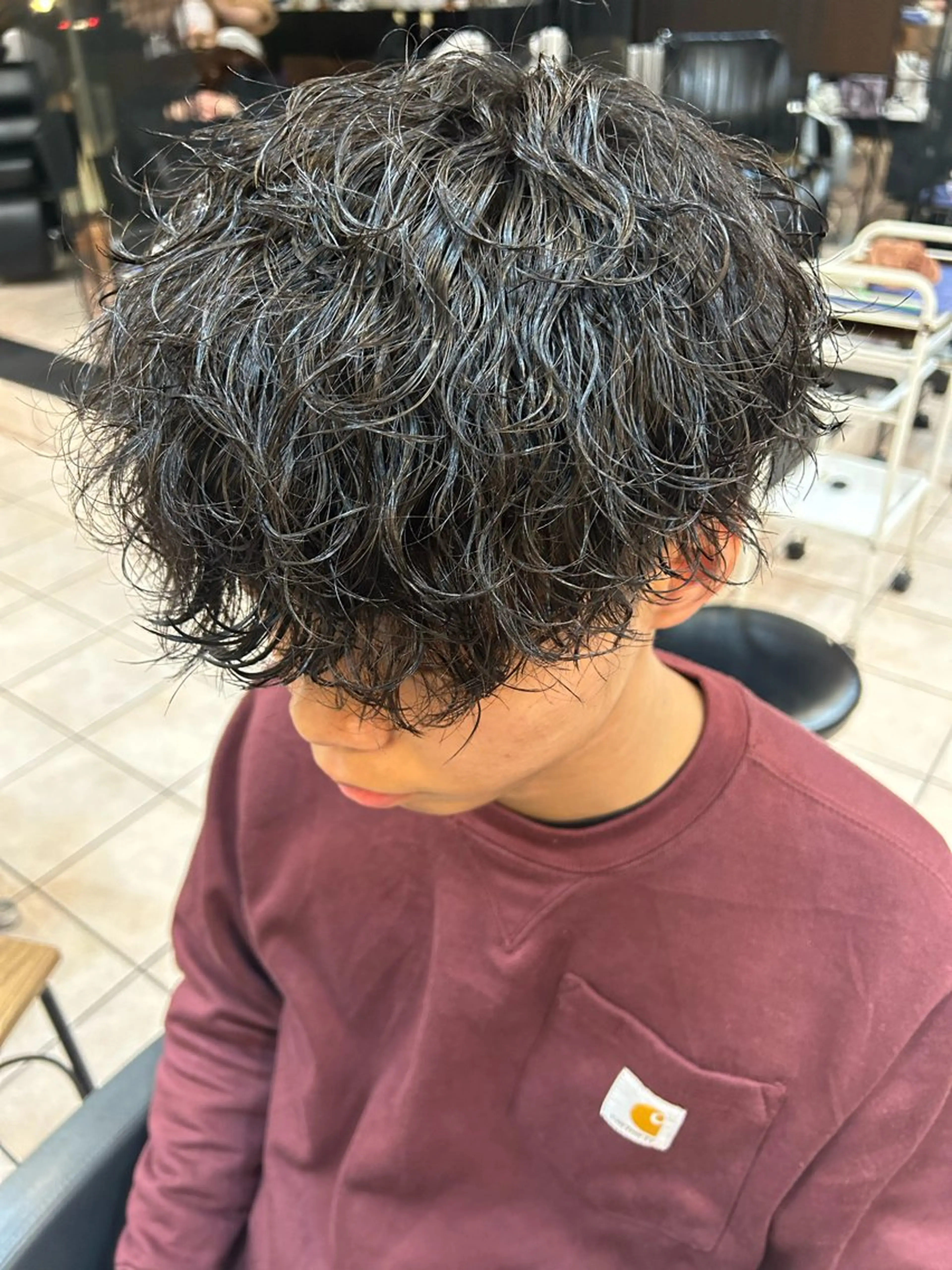 ミディアム パーマ メンズ 大阪/梅田/シャドウ パーマ/ノボリユウタのヘアスタイル