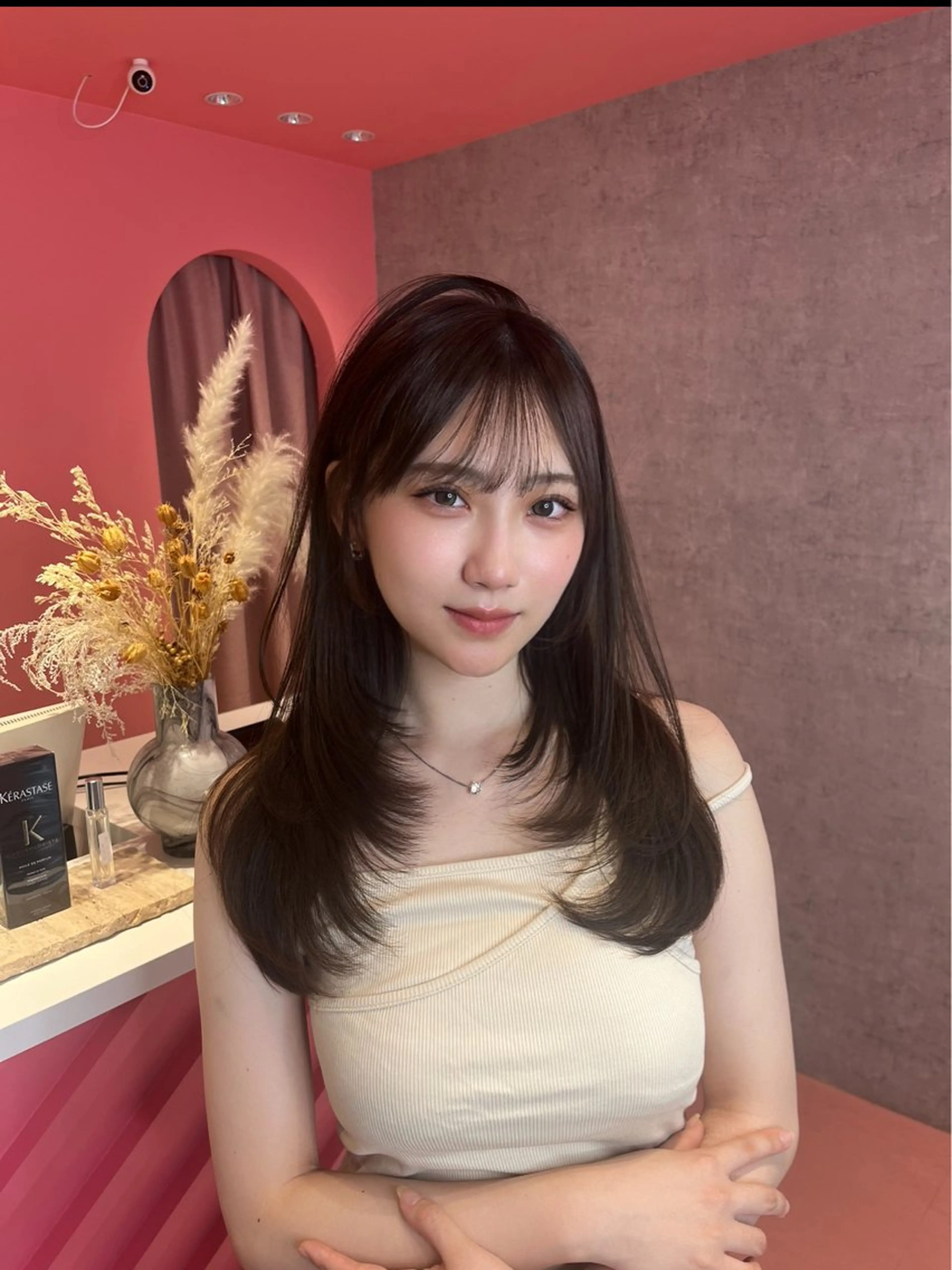 ミディアム カラー カット 縮毛矯正 トリートメント 山崎/ボブ縮毛矯正 レイヤー髪質改善のヘアスタイル