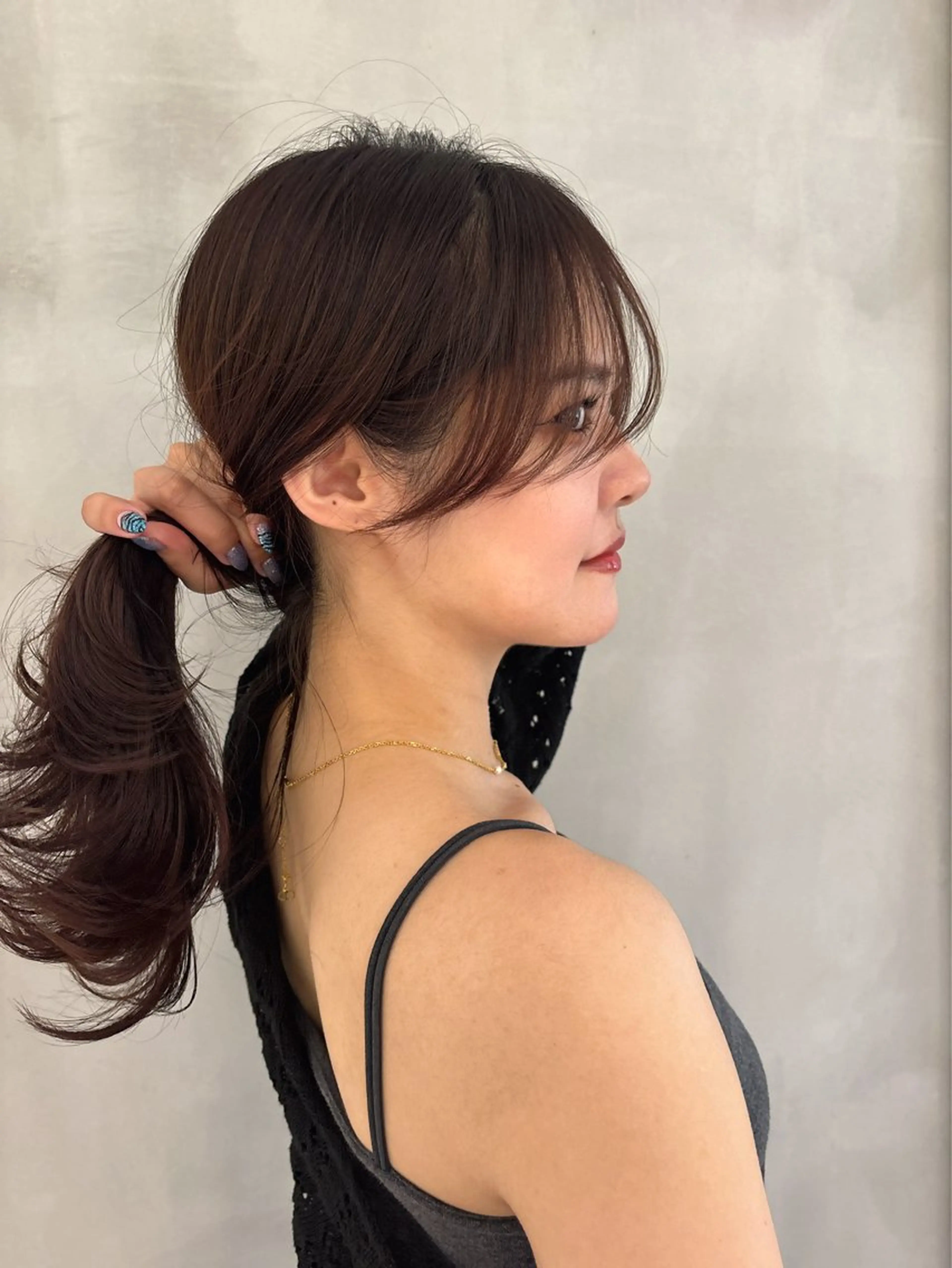 セミロング カラー 顔周りカット カット ヘアカラー 透明感カラー/艶髪 髪質改善/縮毛矯正のヘアスタイル