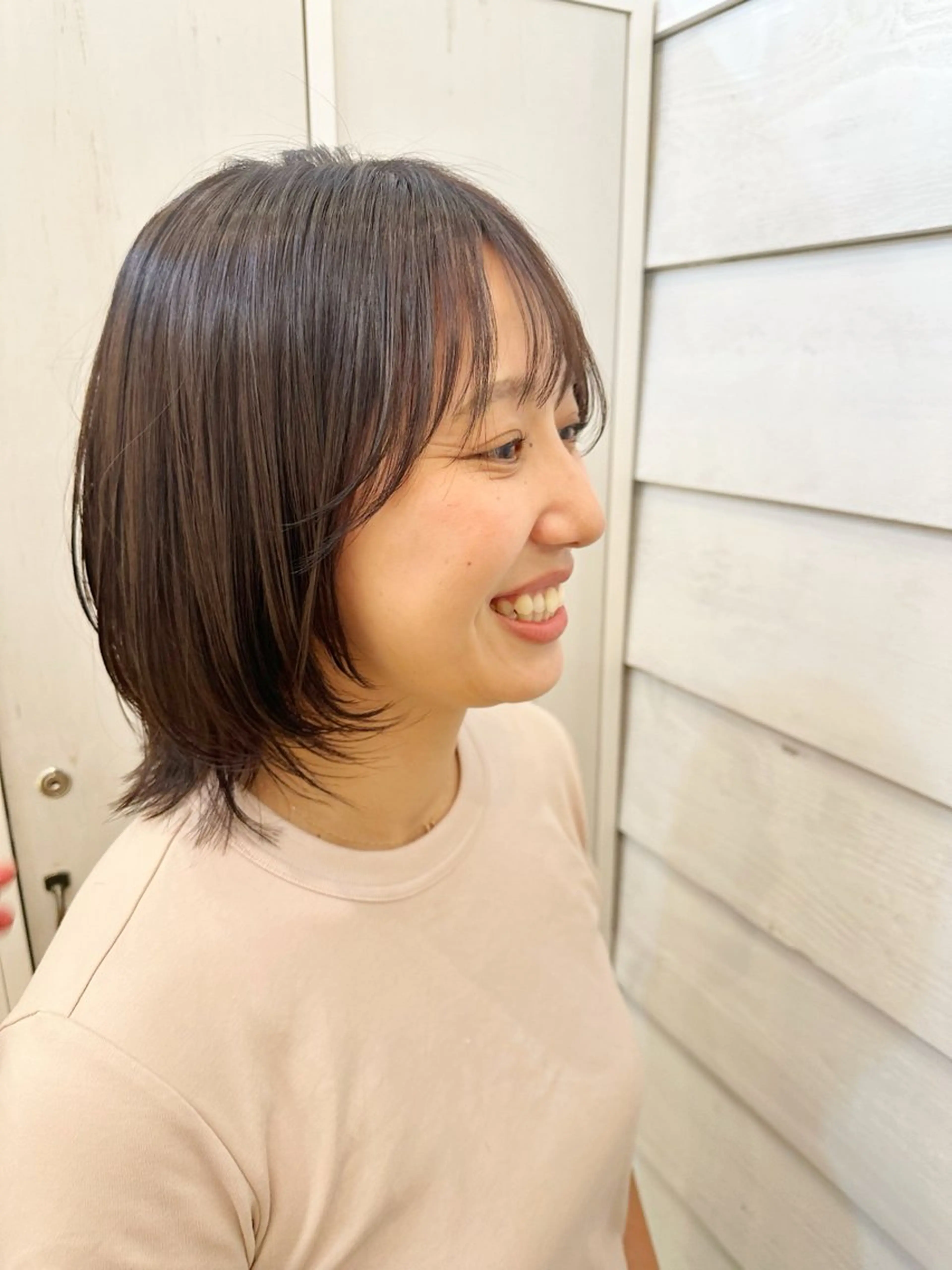 ミディアム カラー ショートボブ ボブ くせ毛 カット ヘアカラー トリートメント newline銀座所属・銀座ショート/ 大人ショート/金子涼のヘアスタイル