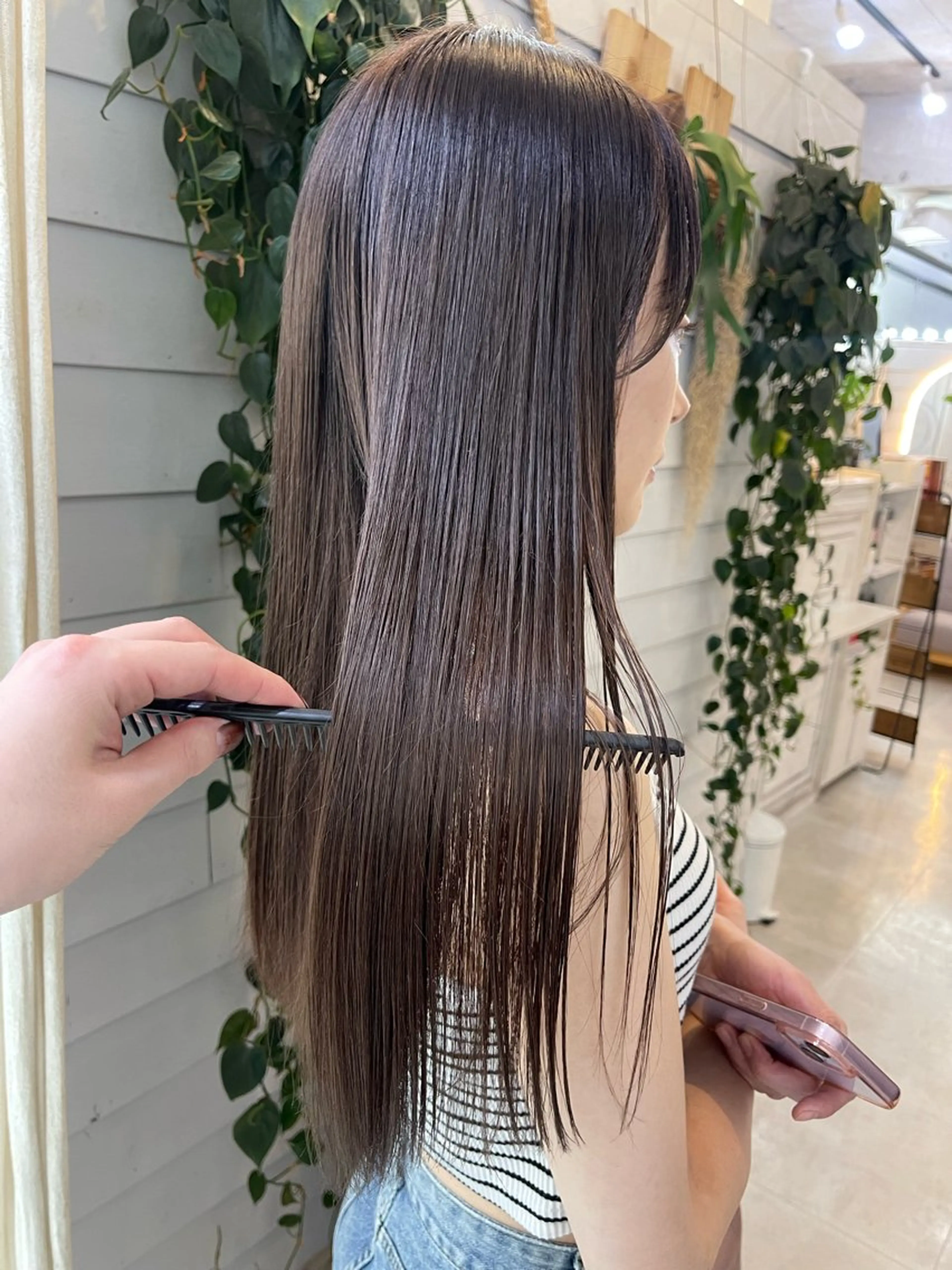セミロング カラー ブリーチ ブリーチなしカラー 髪質改善 トリートメント ヘアカラー トリートメント AiM 大名のヘアスタイル