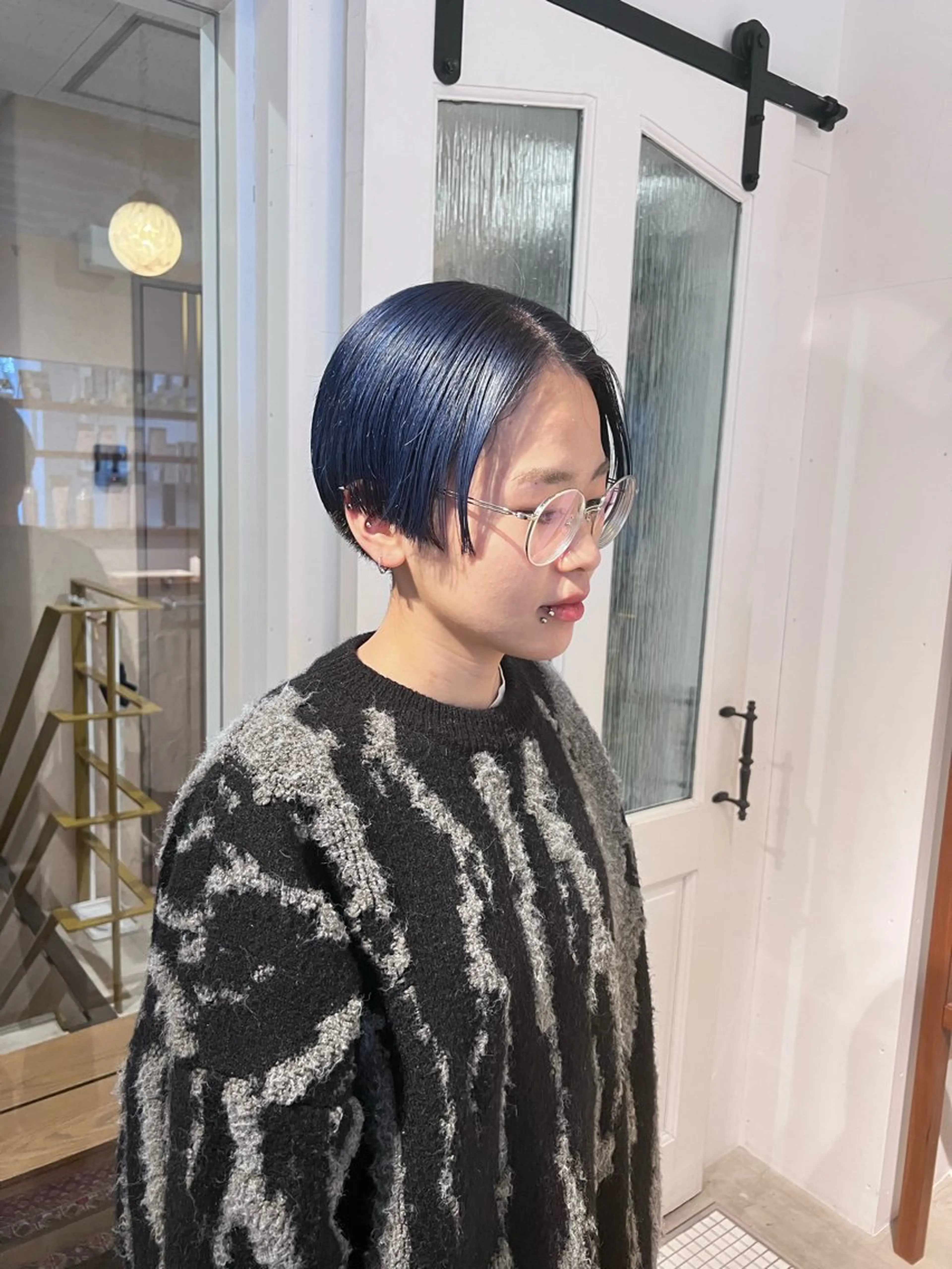 ショート カラー ブルーカラー ヘアカラー かとう りなのヘアスタイル