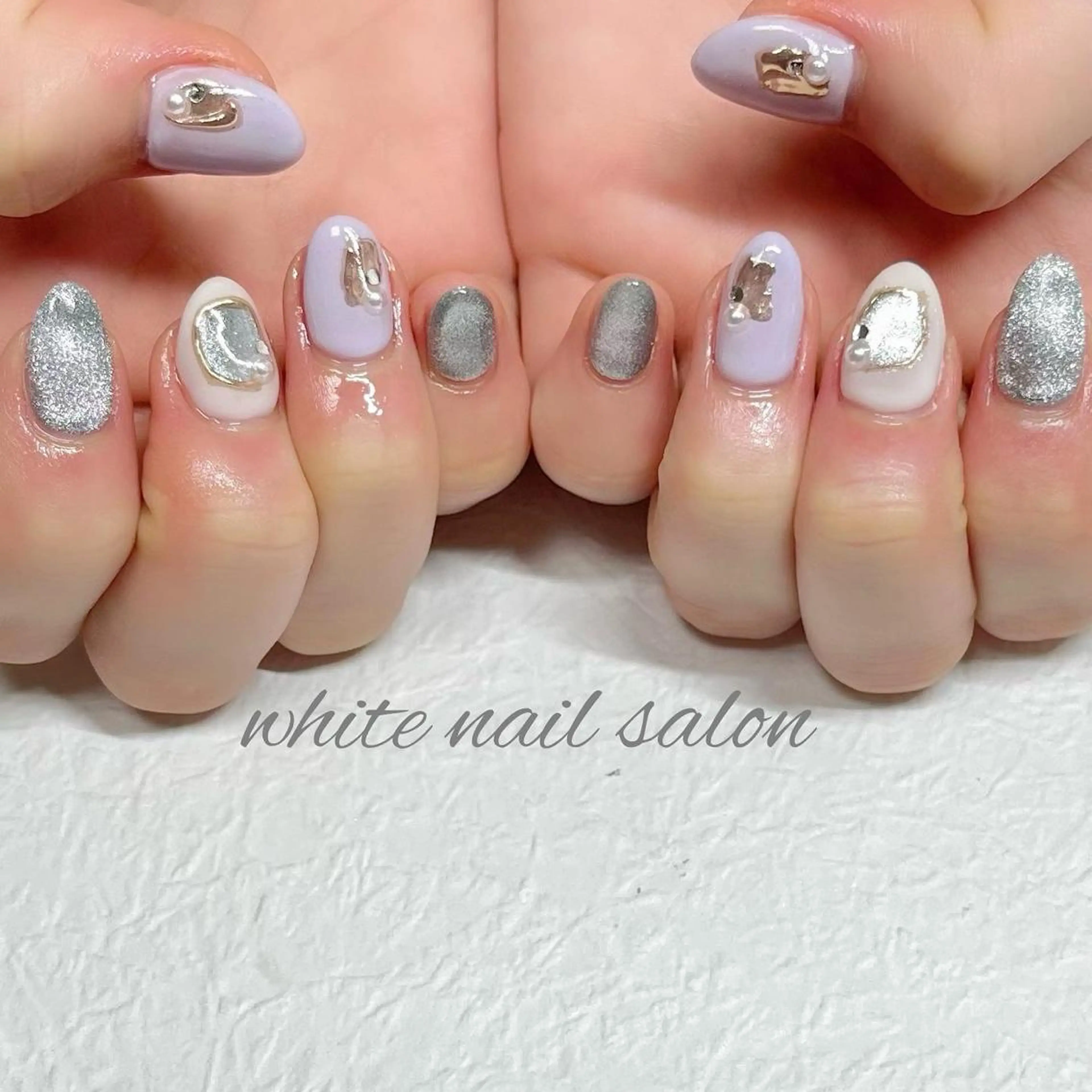 ネイル フットネイル ジェルネイル ハードジェル ラメ(グリッター) 持ち込み ハンドネイル white nail salonのネイルデザイン