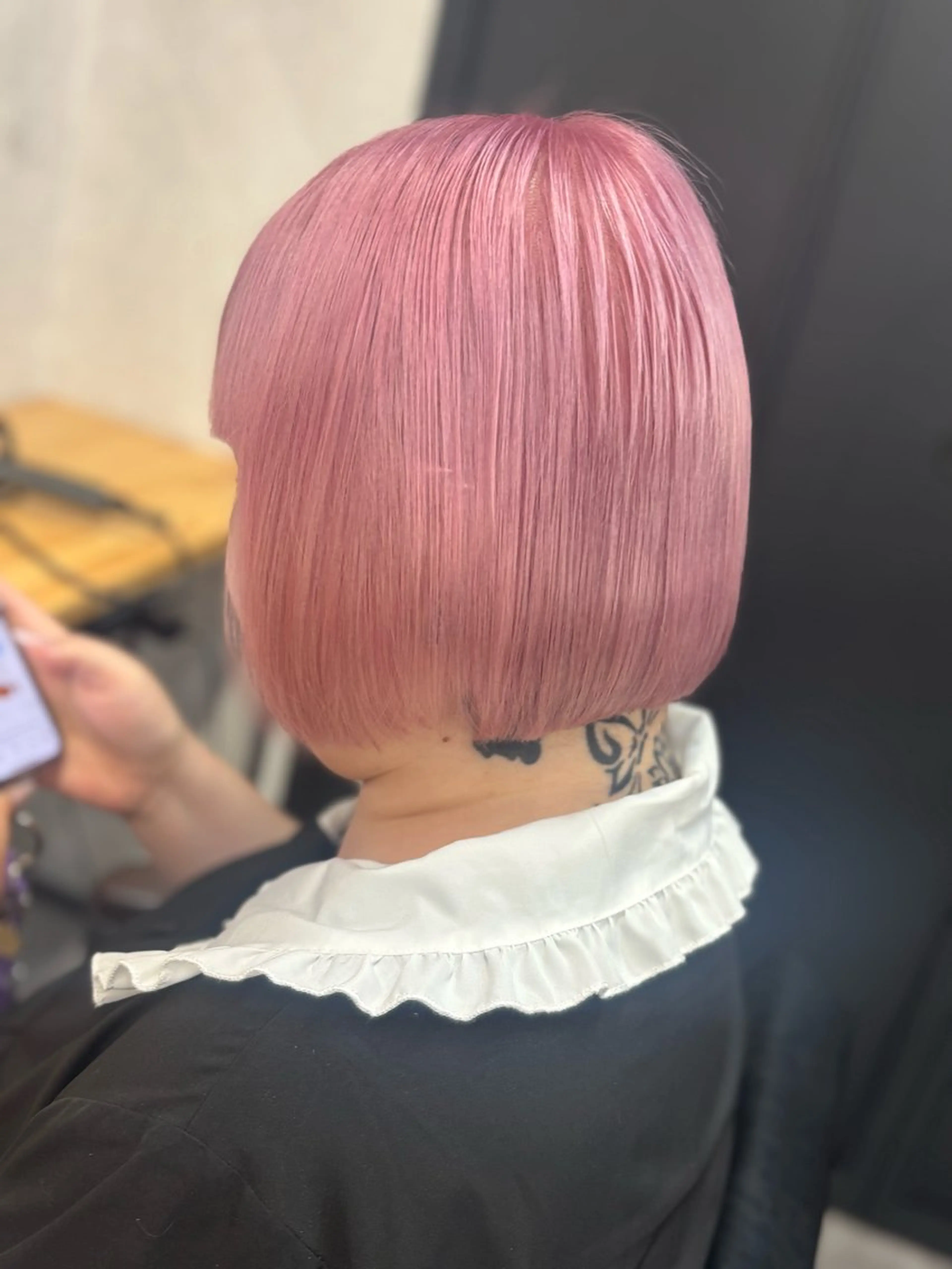 ミディアム ボブ ヘアカラー トリートメント エクステ/心斎橋/ ハイトーン/ミサキのヘアスタイル