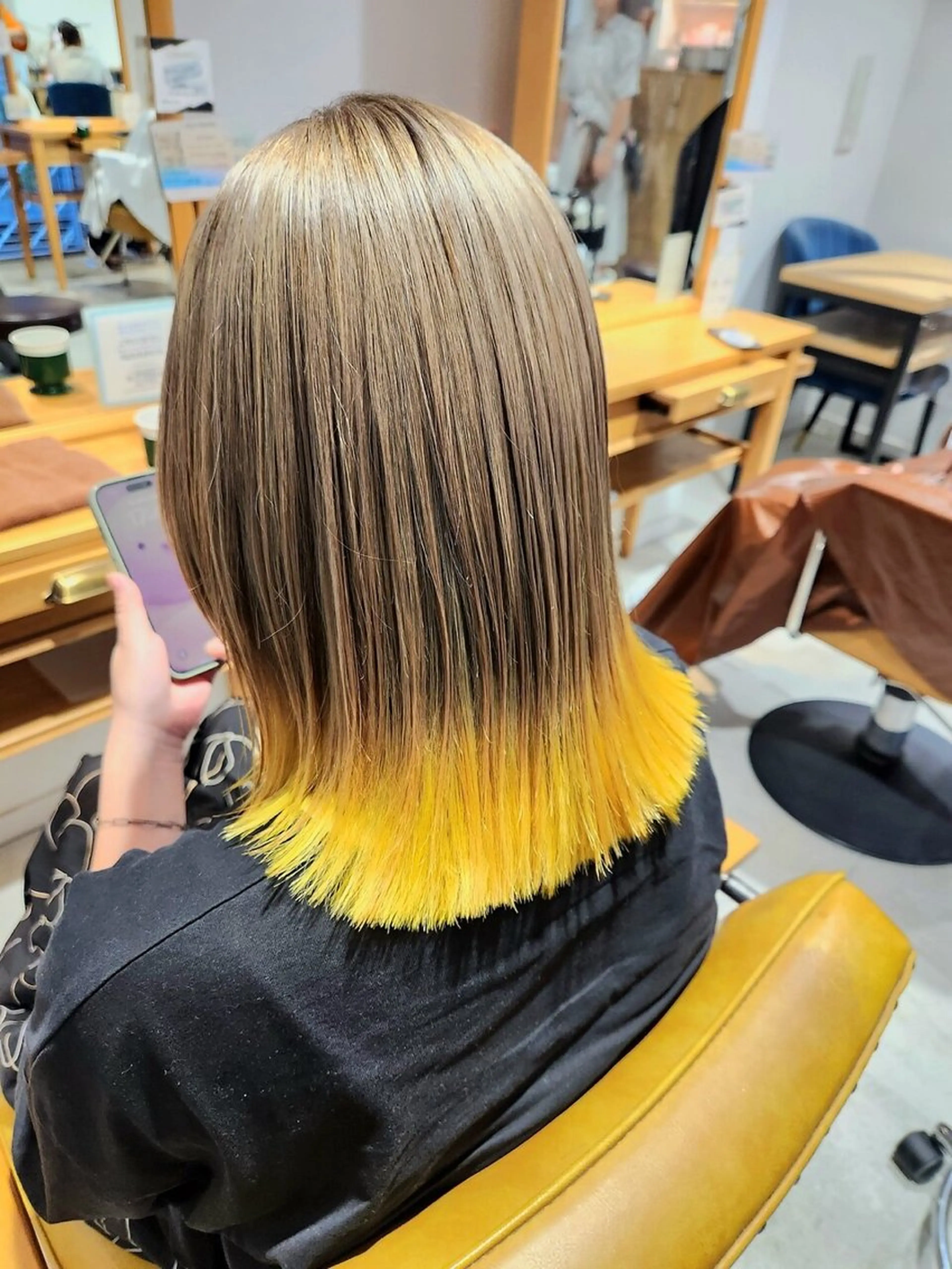 セミロング カラー ヘアカラー トリートメント 鈴木弥月/透明感カラ ー/髪質改善のヘアスタイル