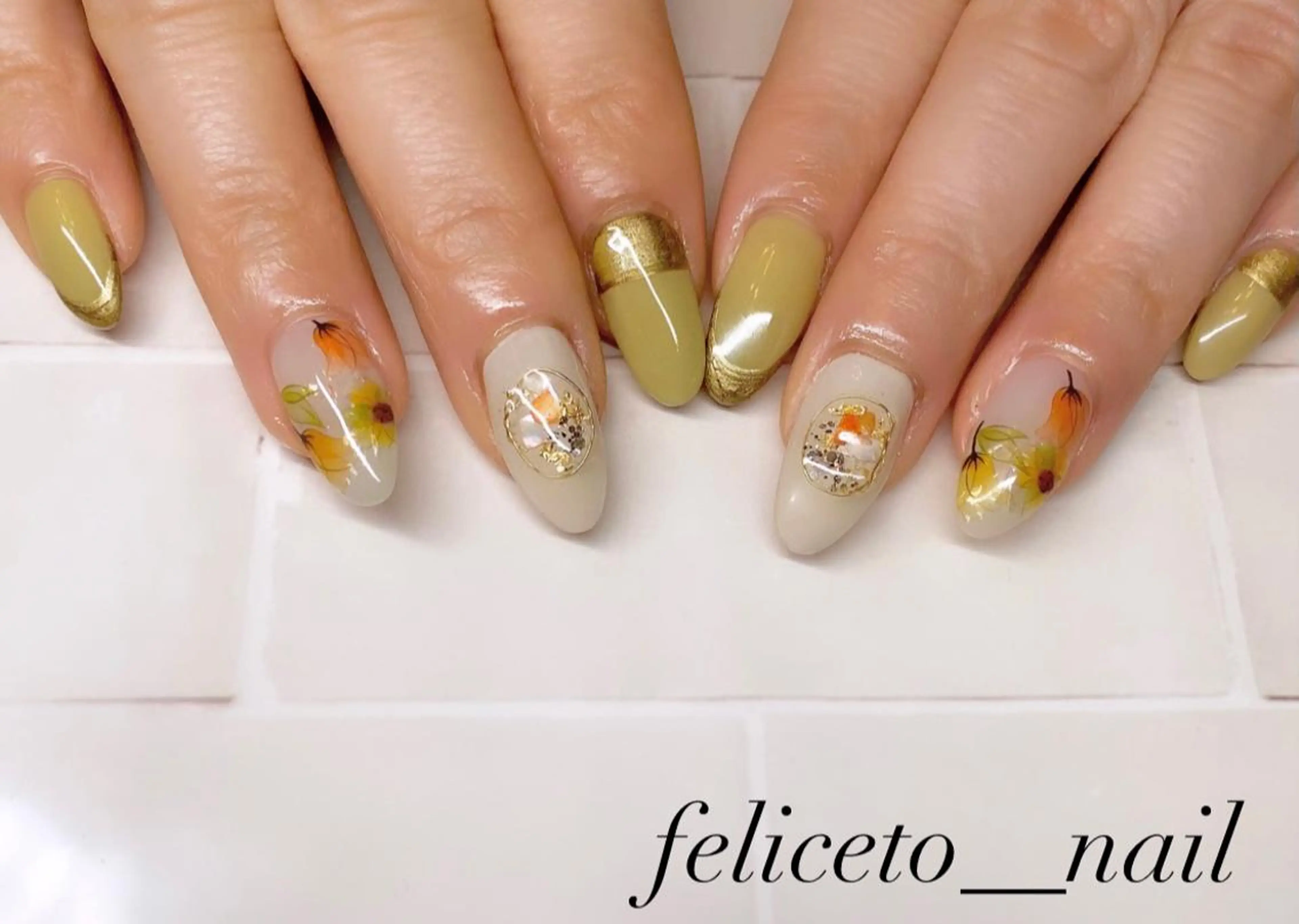ネイル 黄色 feliceto_nail所属・Honokaホノカ nailのエステ・リラクイメージ