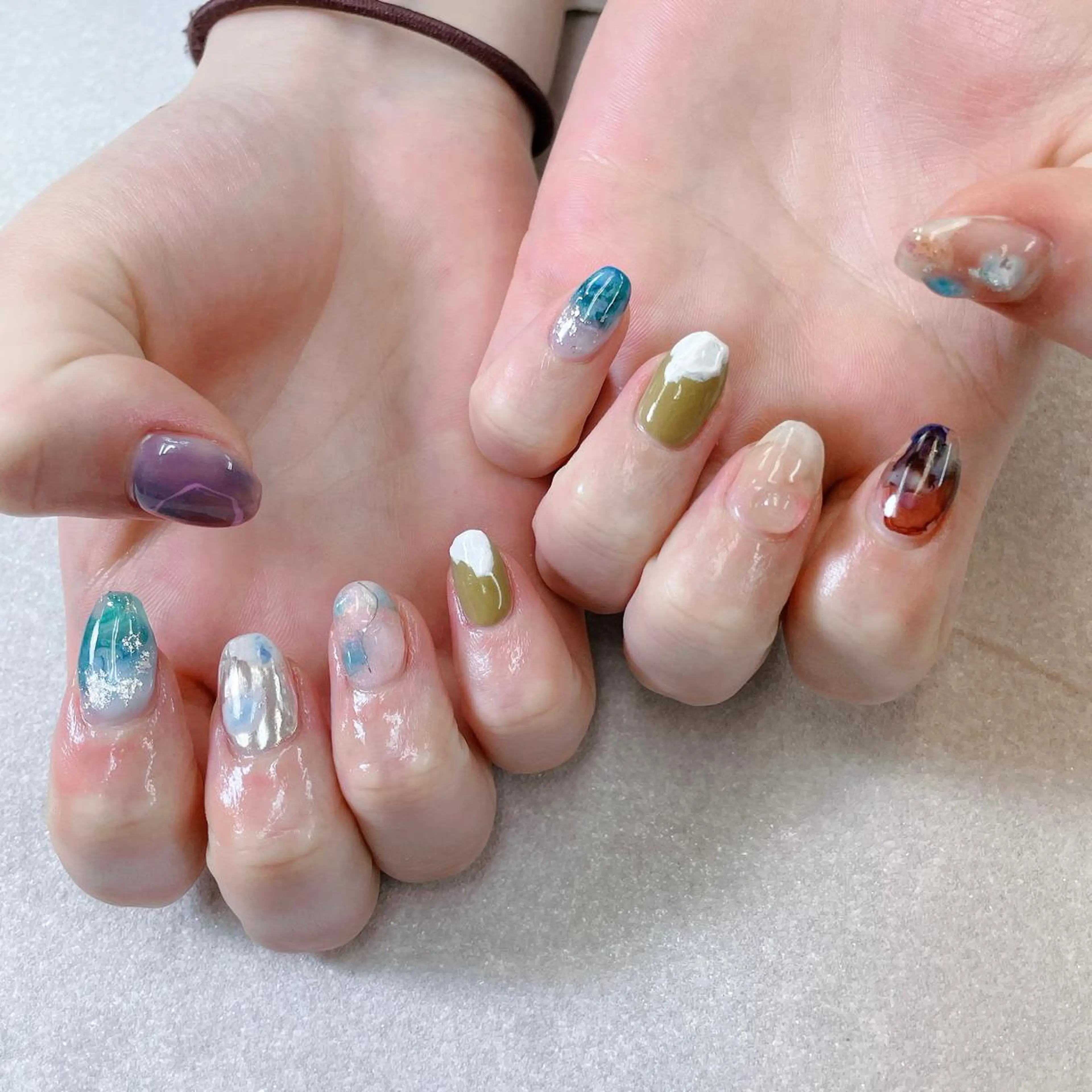 ネイル アートネイル 長さ出し 持ち込み ニュアンスネイル スカルプネイル ハンドネイル A85G ayakoのネイルデザイン