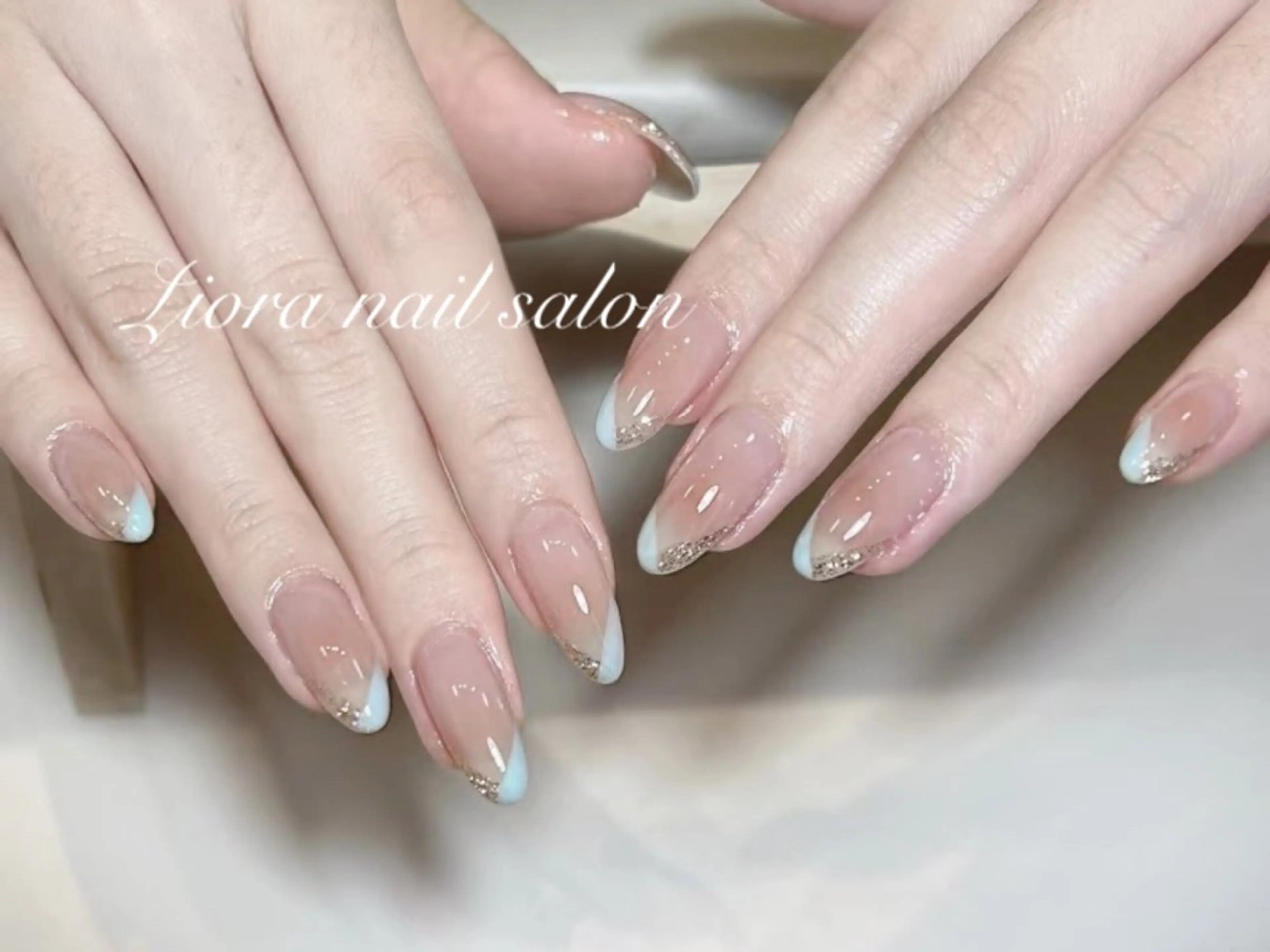 ネイル フレンチネイル ジェルネイル ガーリー グラデーション キラキラネイル ハンドネイル Liora ネイルサロン所属・Liora nail salonのネイルデザイン
