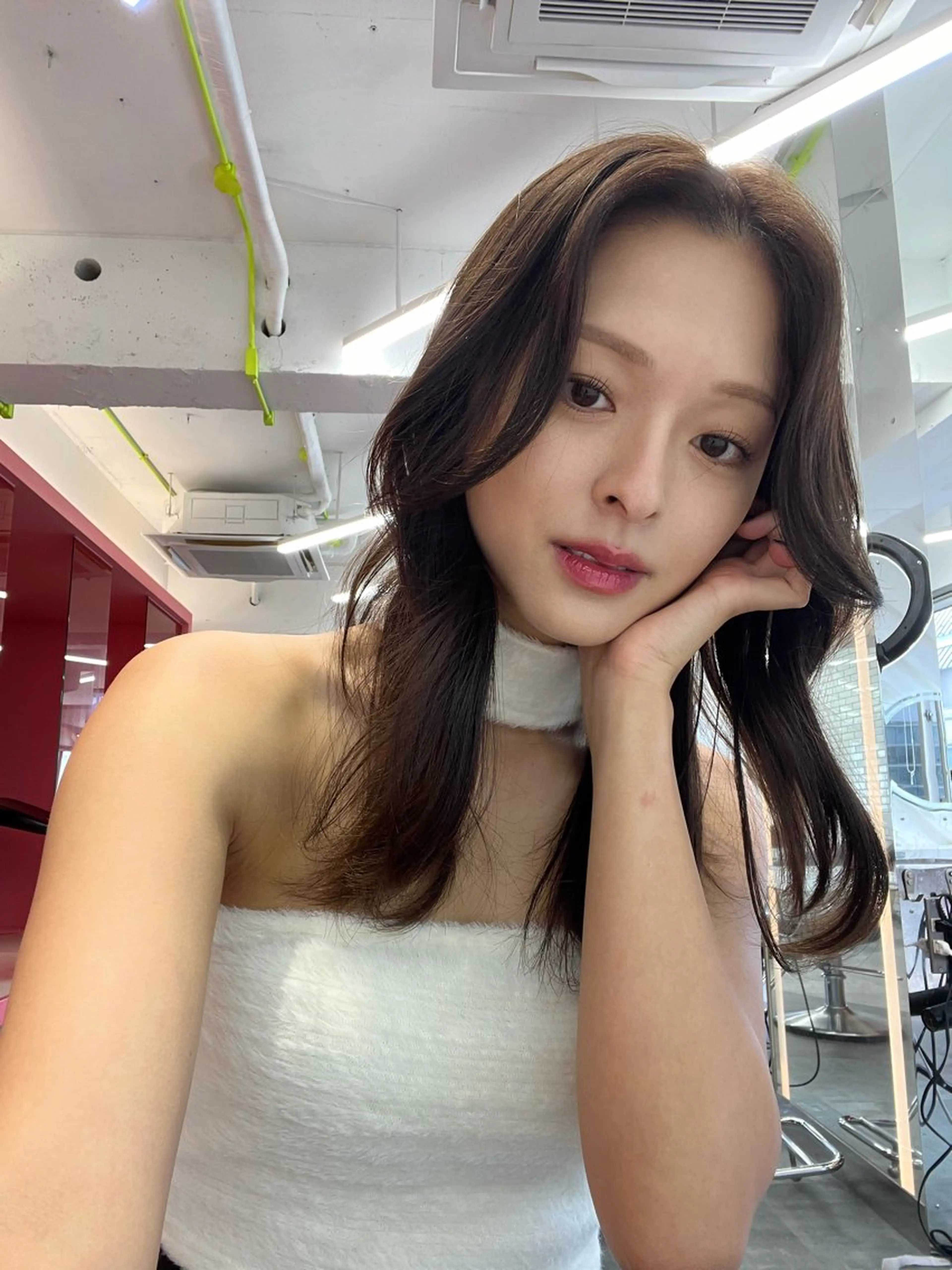セミロング カラー カット ヘアカラー トリートメント ヘッドスパ 山崎/韓国縮毛矯正 レイヤー髪質改善のヘアスタイル