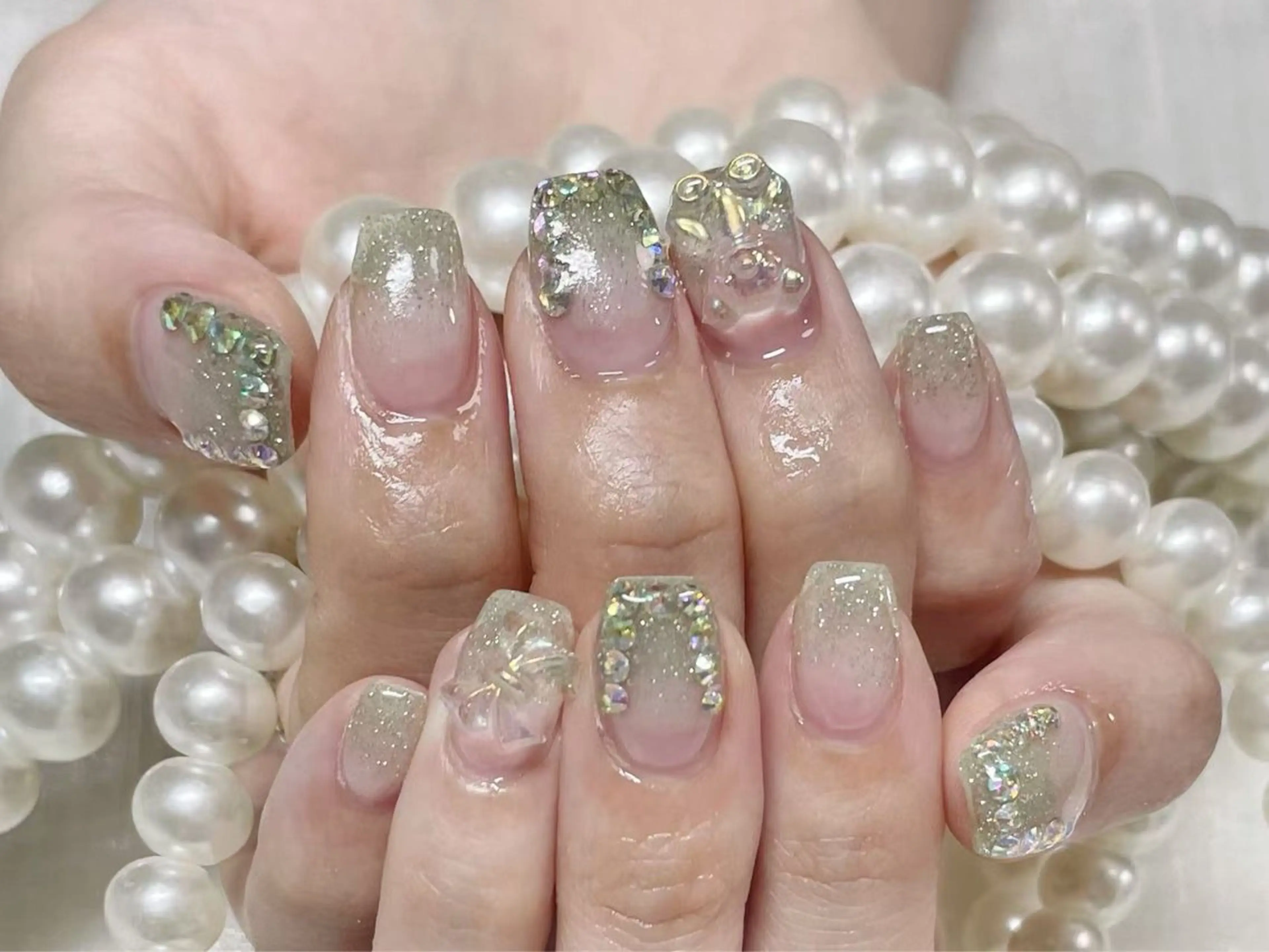 ネイル アートネイル クリアネイル 成人式 長さ出し フラッシュネイル 💫KASUMI 💅のネイルデザイン