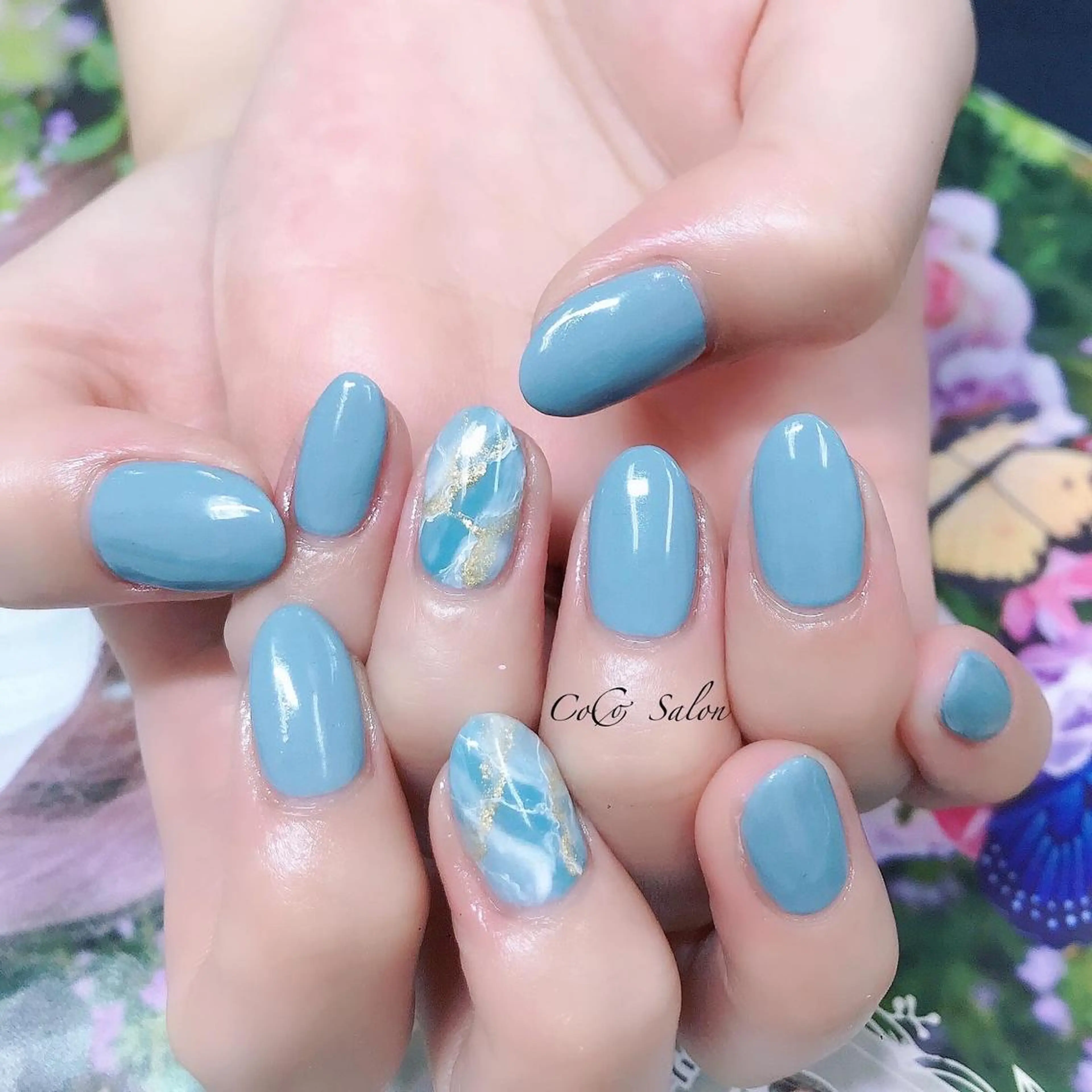 ネイル 大理石ネイル(マーブル) オフィスネイル ワンカラーネイル シンプルネイル 夏ネイル CoCoSalon ネイル/まつ毛予約のネイルデザイン