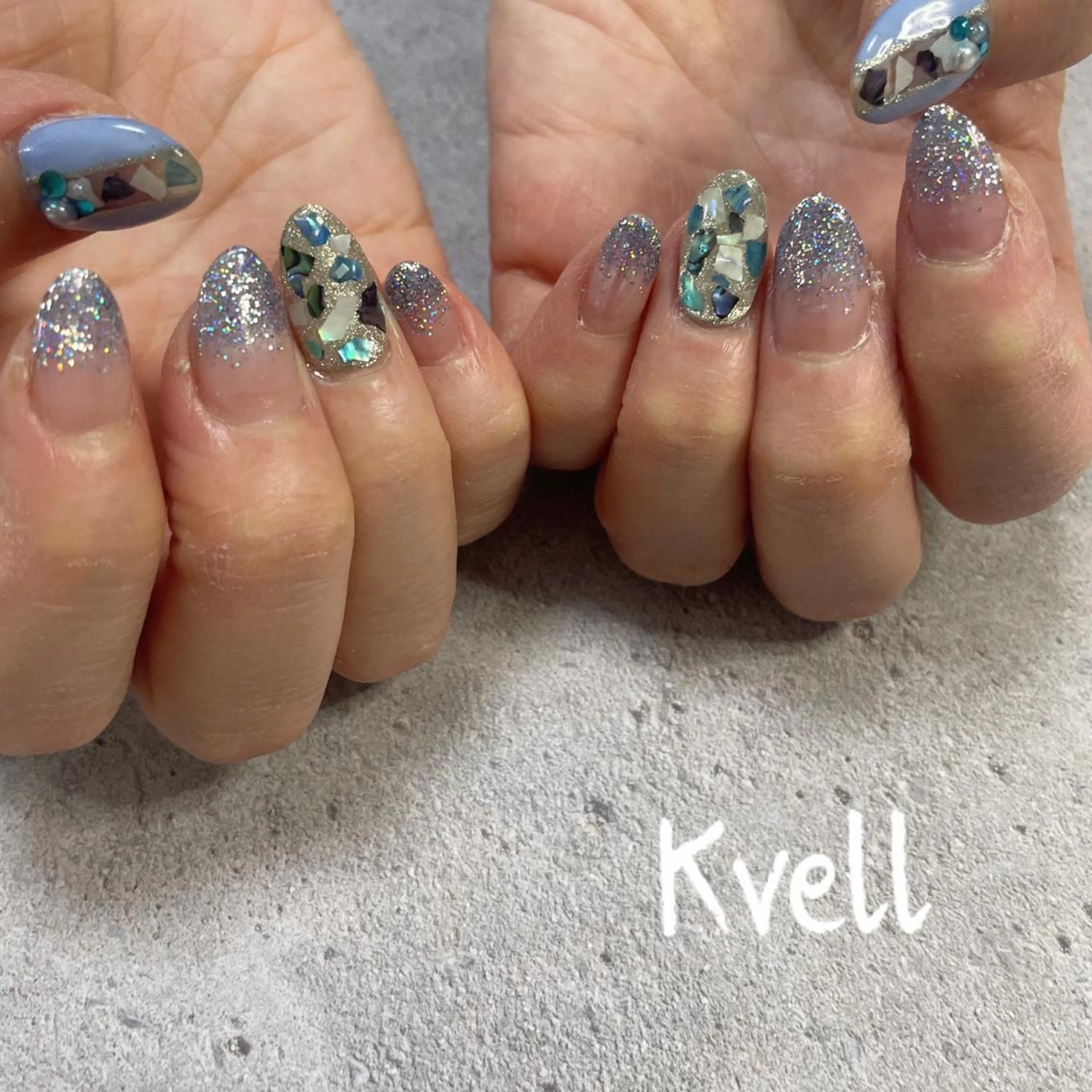 ネイル ブルー ハンドネイル nail salon  Kvell所属・nailsalon Kvellのネイルデザイン