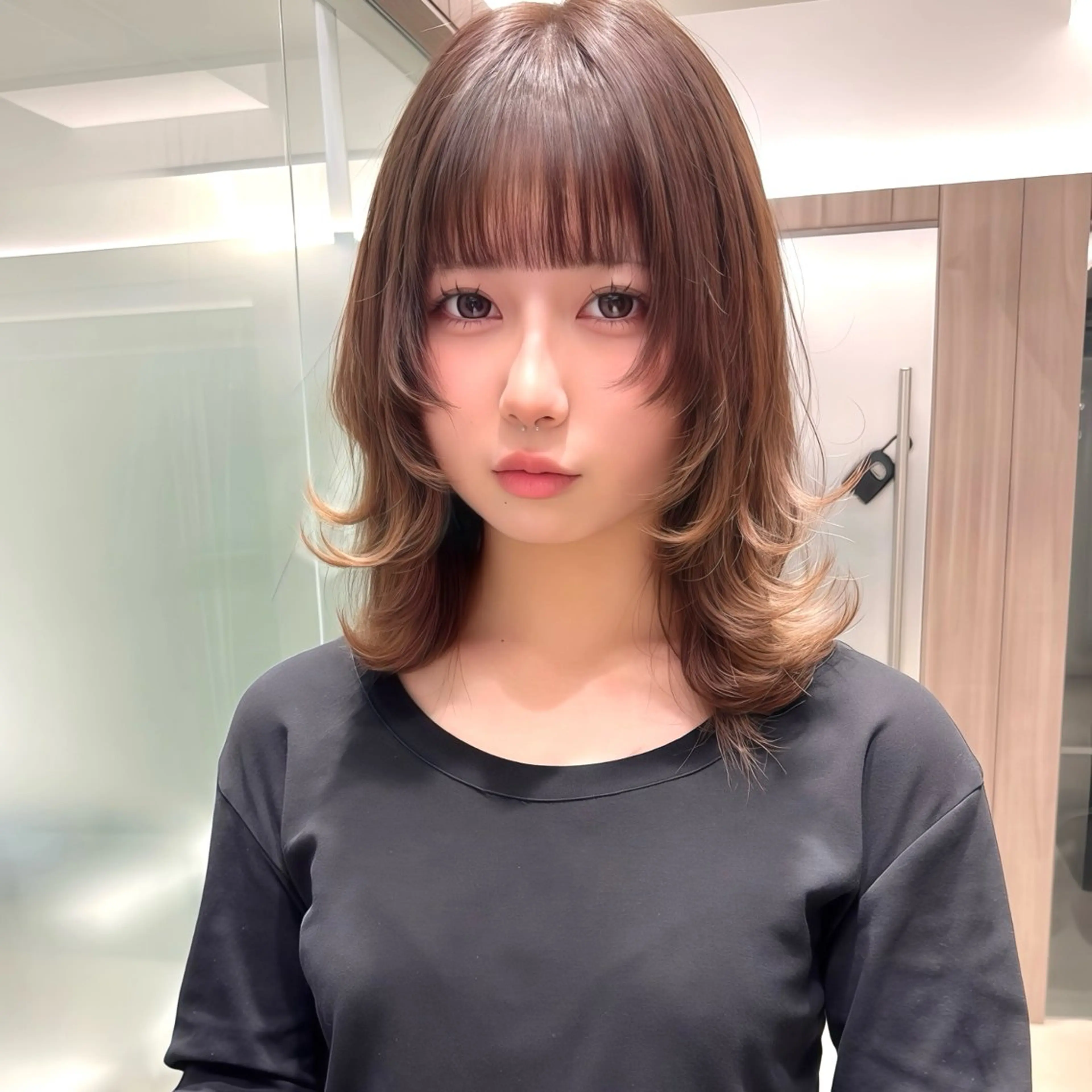 ミディアム カラー カット ヘアカラー トリートメント MiU所属・髪質改善ストレート ✖️ブリーチゆたかのヘアスタイル