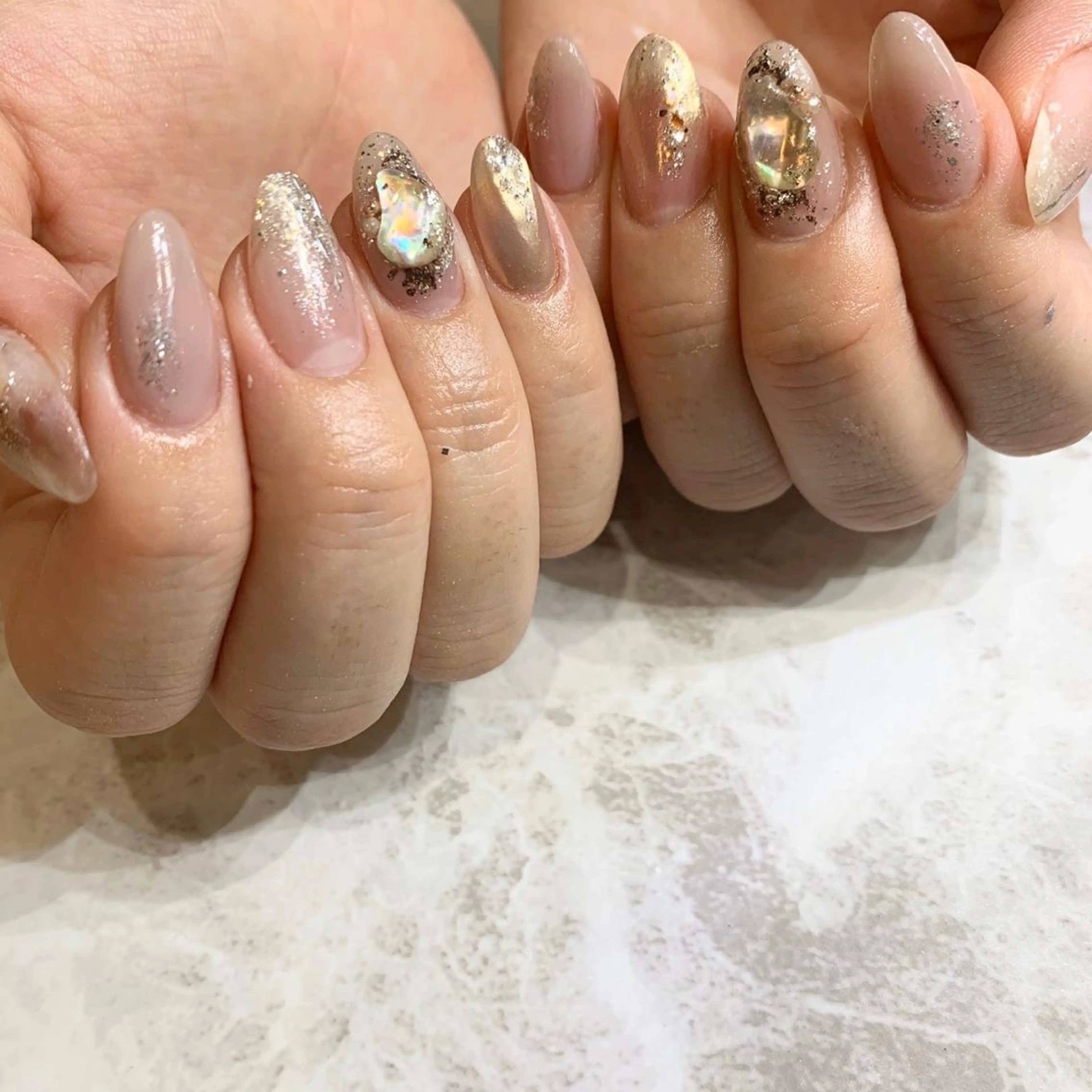ネイル ミラーネイル ニュアンスネイル ハンドネイル フットネイル nail salon mieux(ミュー)のネイルデザイン